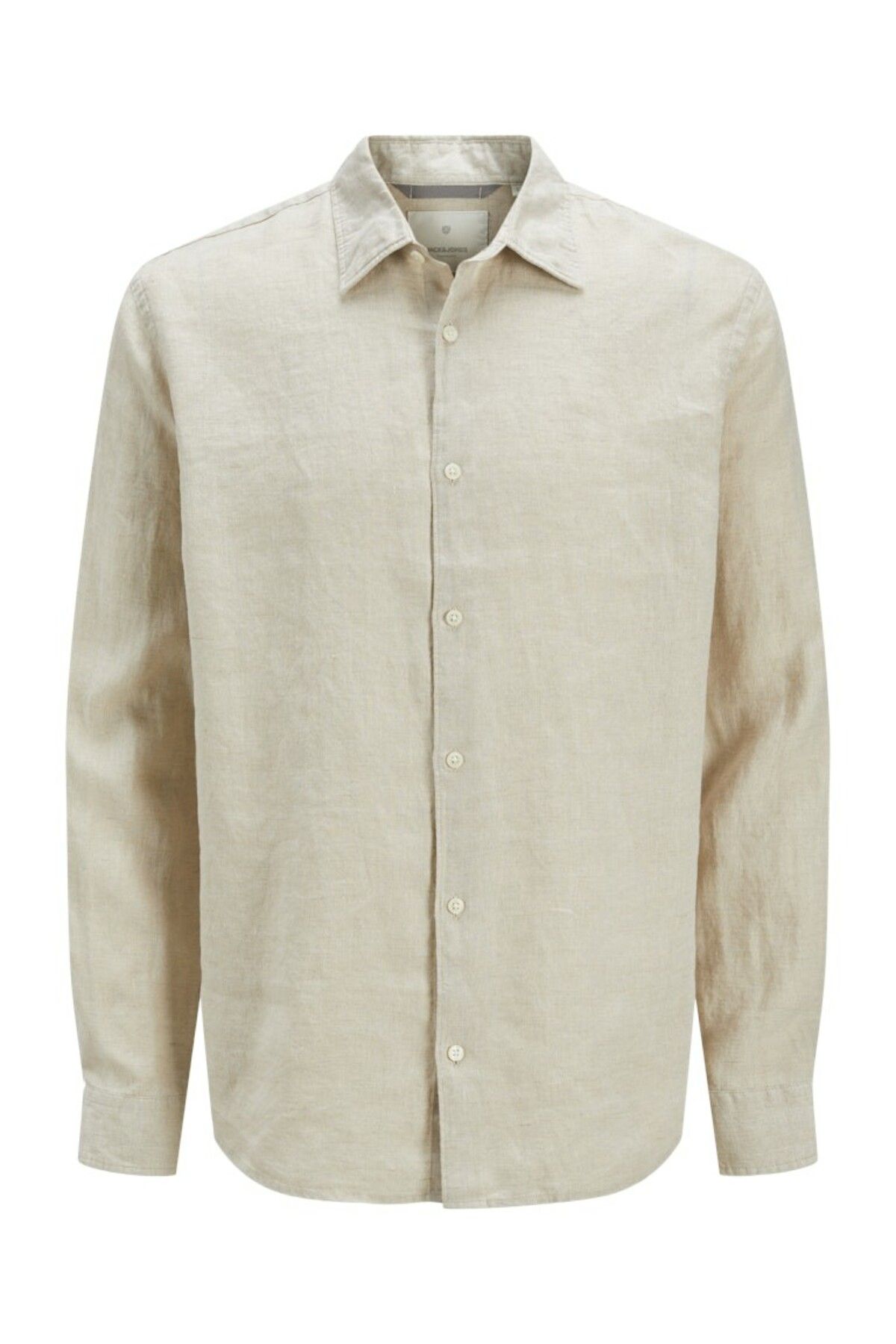 Jack & Jones Erkek Gri Jprblalawrence Linen L/s Shirt Sn Gömlek 12273907-Silverlin