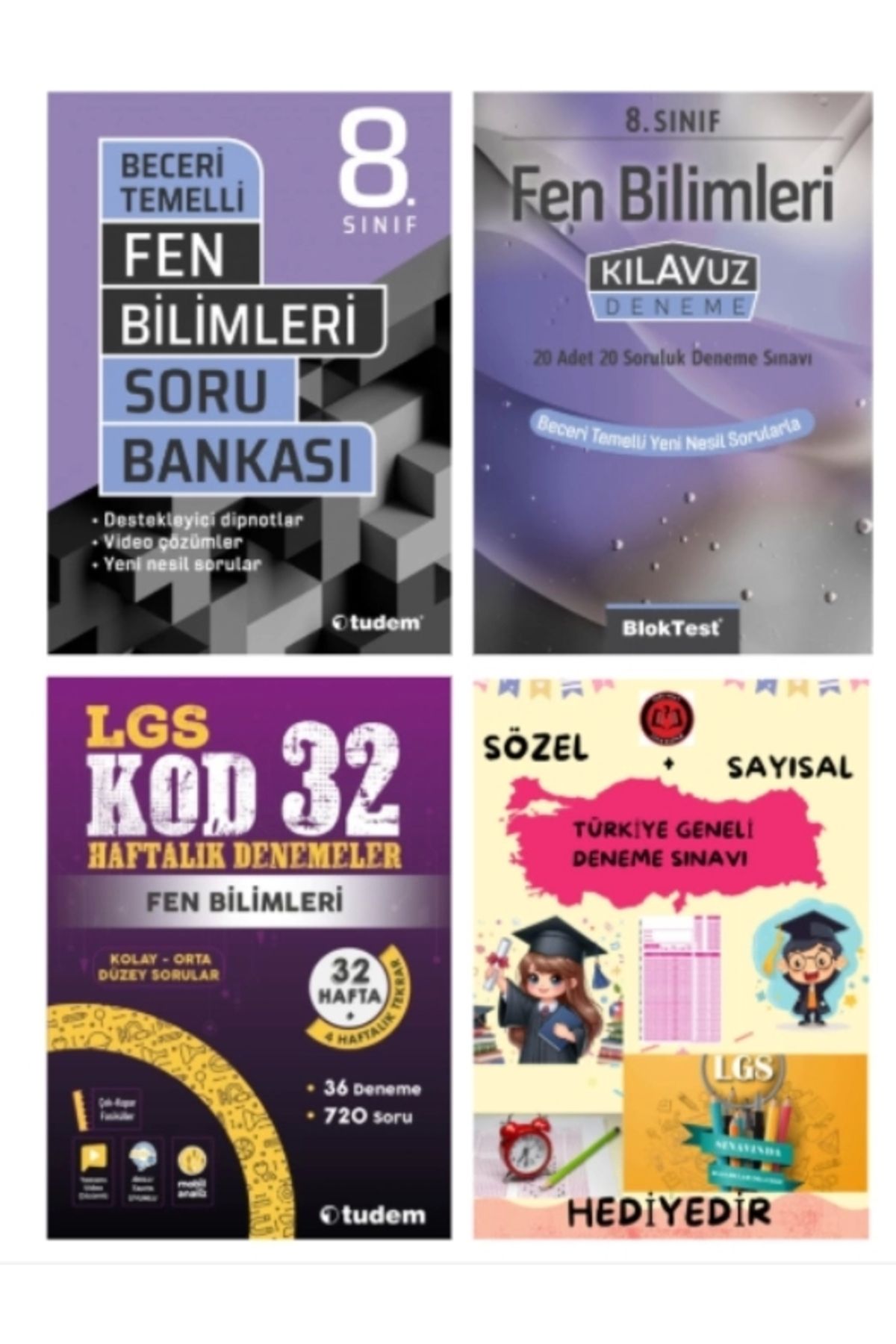Tudem Yayınları TUDEM YAYINLARI LGS FEN BİLİMLERİ BECERİ TEMELLİ SORU BANKASI - FEN BİLİMLERİ KLAVUZ DENEME - FEN Bİ