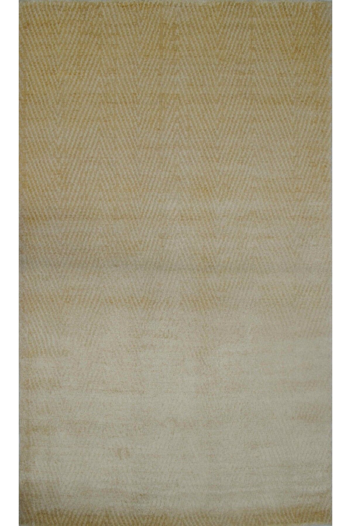 Handmade Nüans Açık Bej Renk İpek Görünümlü Zigzag Desenli Viskoz Modern El Dokuma Halı 80x150 cm (1.2 m²)