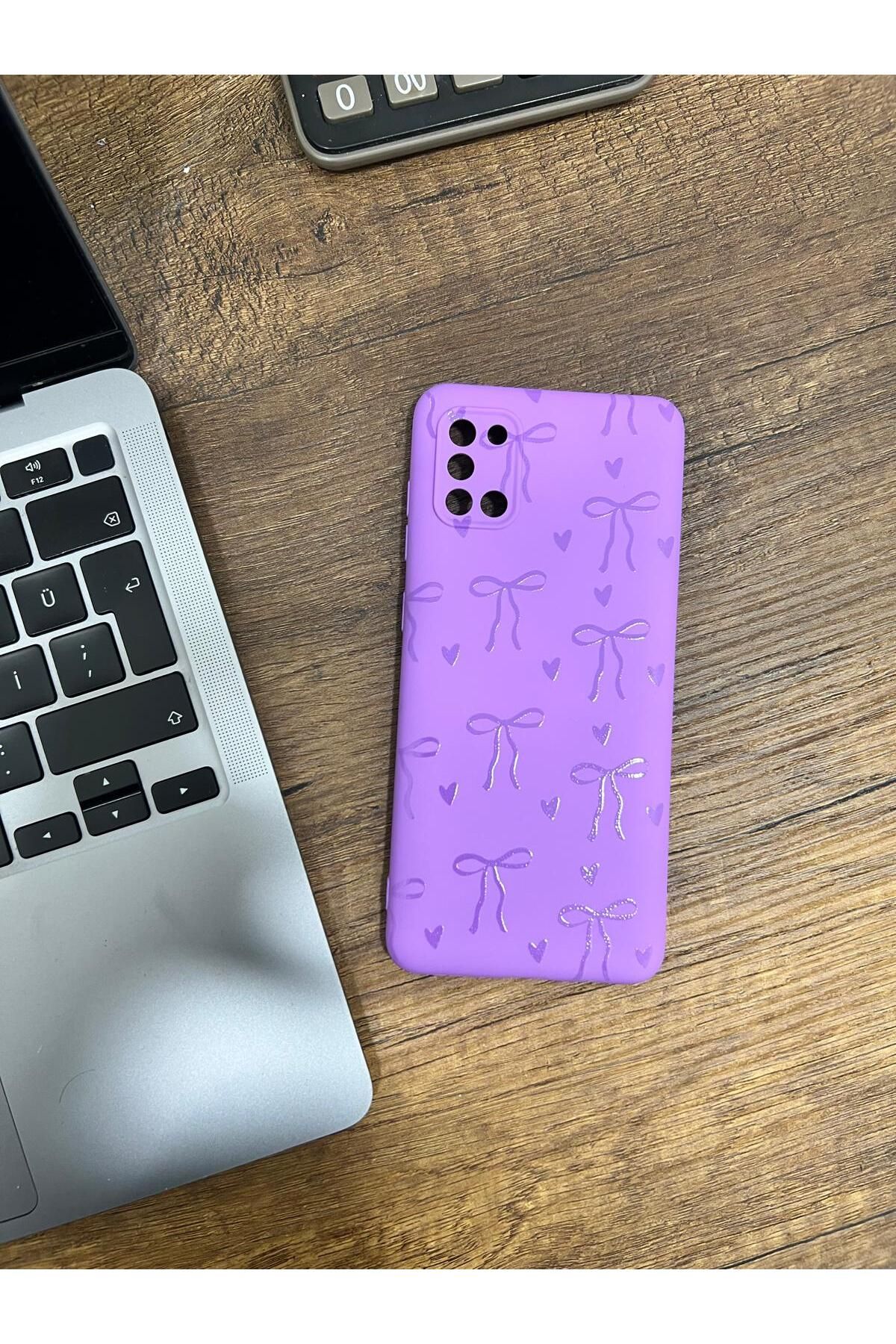 HZR Samsung A31 Kurdele Desenli Mor Silikon Kılıf