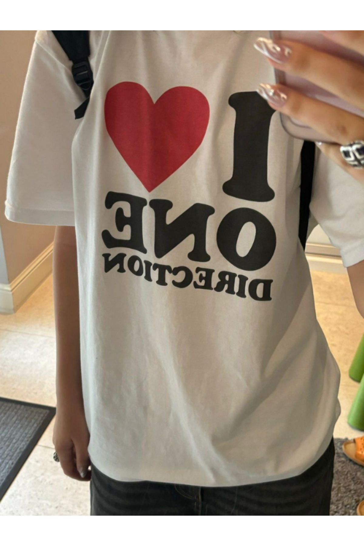 DEEFWEAR DREICH I LOVE ONE DIRECTION BASKILI BEYAZ TSHIRT