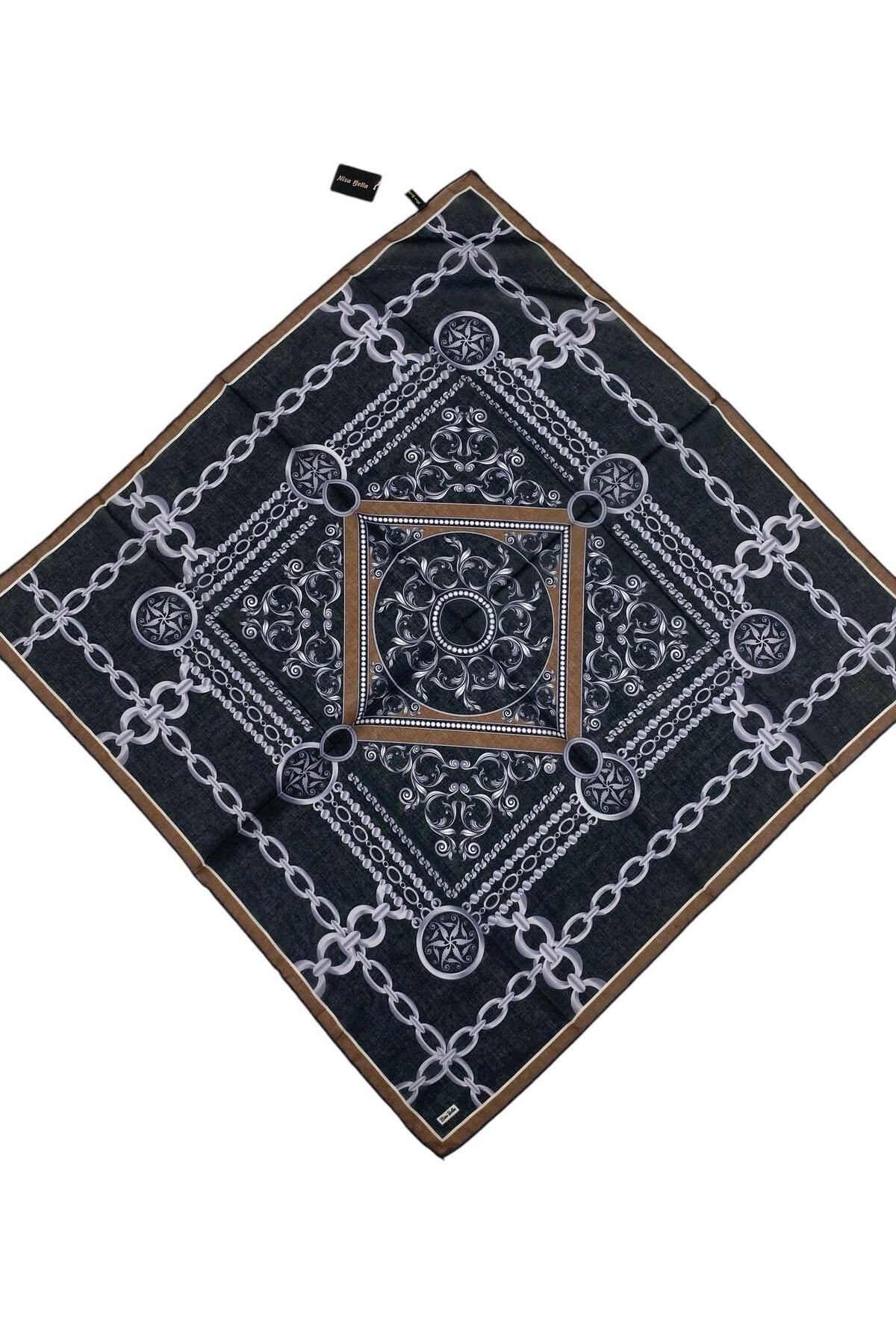 NİSA İPEK RETRO SOFT EŞARP FÜME KAHVERENGİ (SR9)