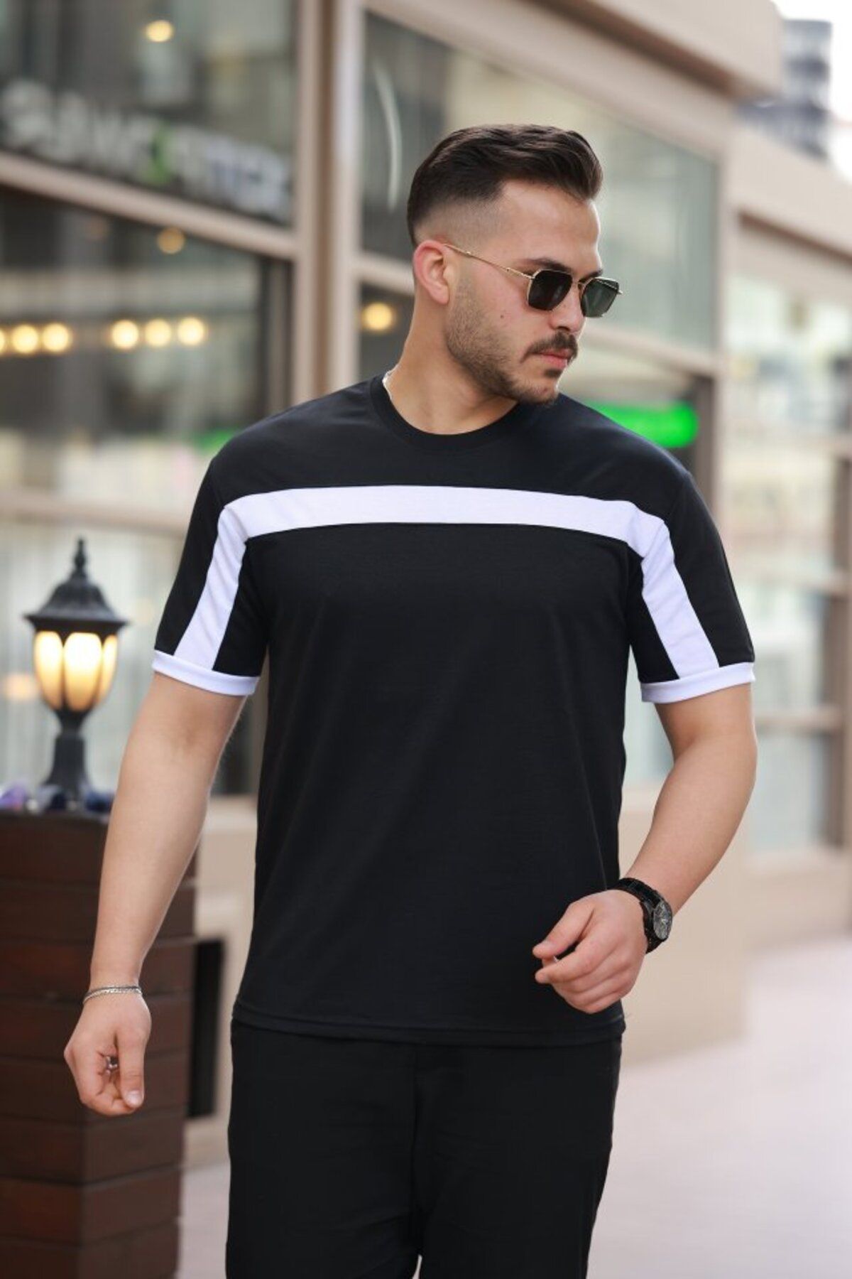 Eserden Erkek şerit Detaylı Kısa Kollu T-shirt