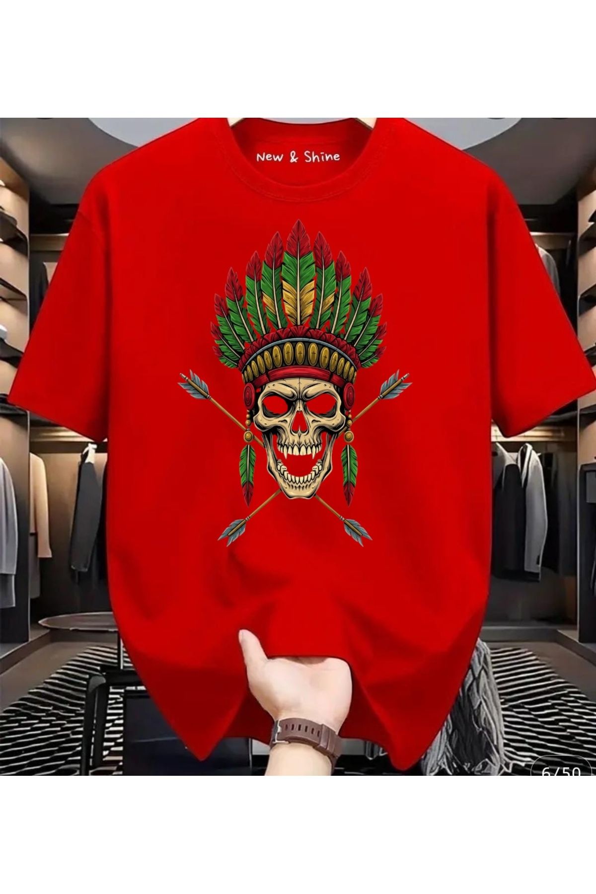 New Shine Kuru Kafa Baskılı Oversize T-Shirt