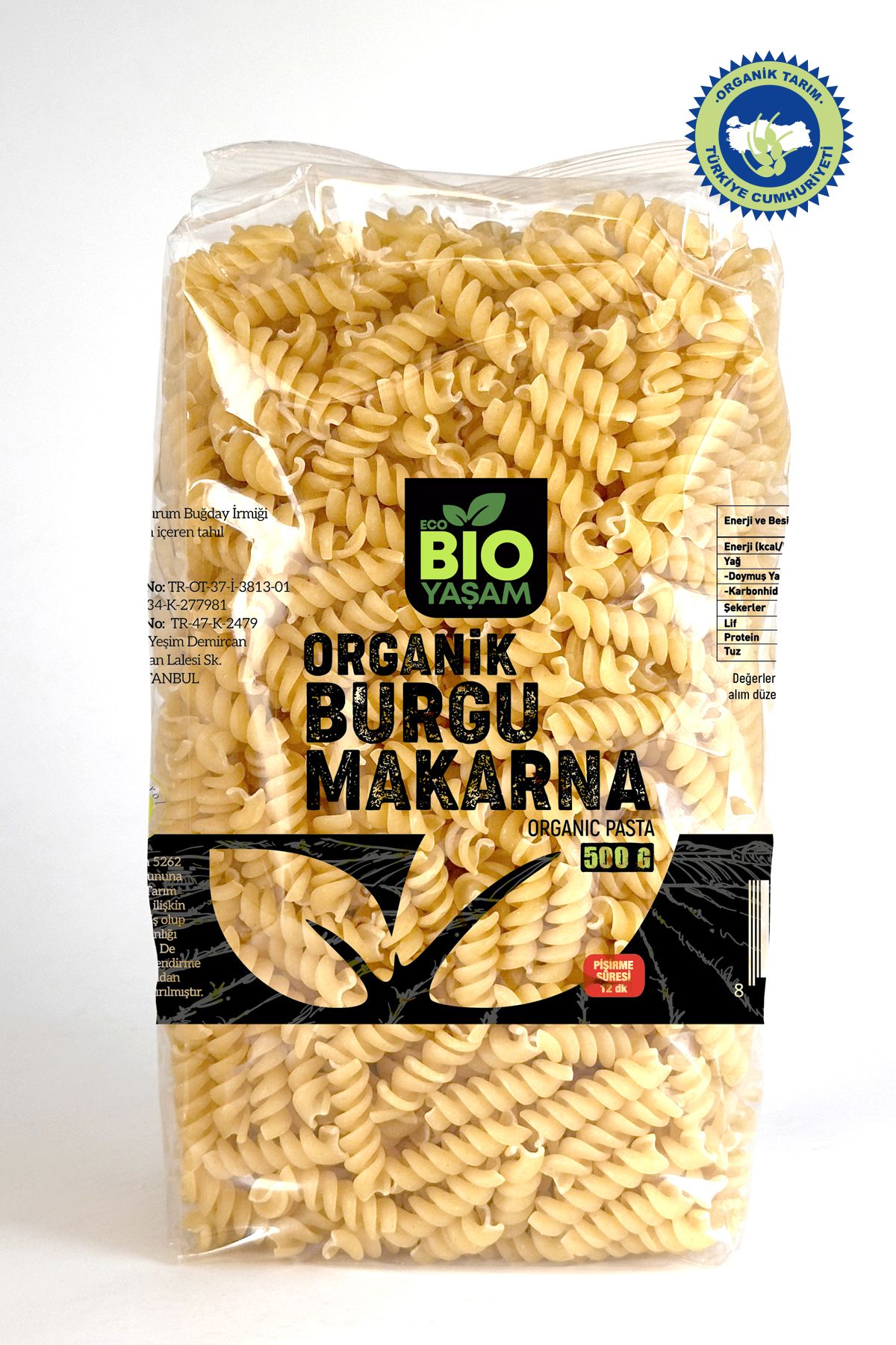 ekobioyasam Ekobioyaşam Organik Burgu Makarna 500 g