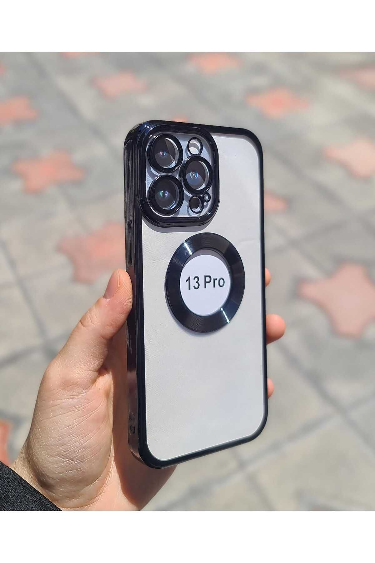 CEP-HANE Apple iPhone 13 Pro Şeffaf Kamera Korumalı Logo Detaylı Premium Yanları Parlak Telefon Kılıfı