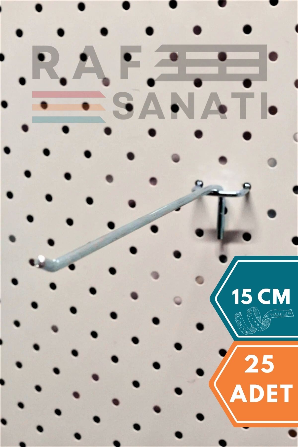 Raf Sanatı Fon Kancası Delikli Pano Kancası 15 cm - Askı Kanca Raf Askısı Raf Aksesuar Tel Askı Raf Kancası