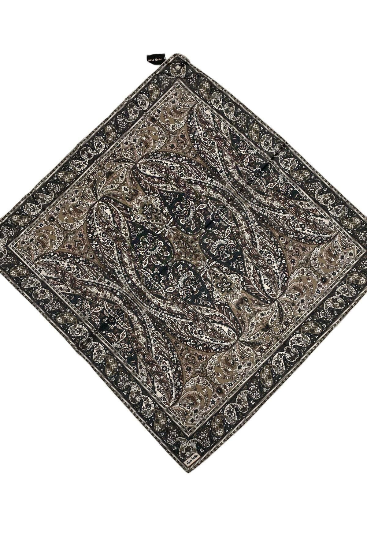 NİSA İPEK RETRO SOFT EŞARP VİZON (SR8)