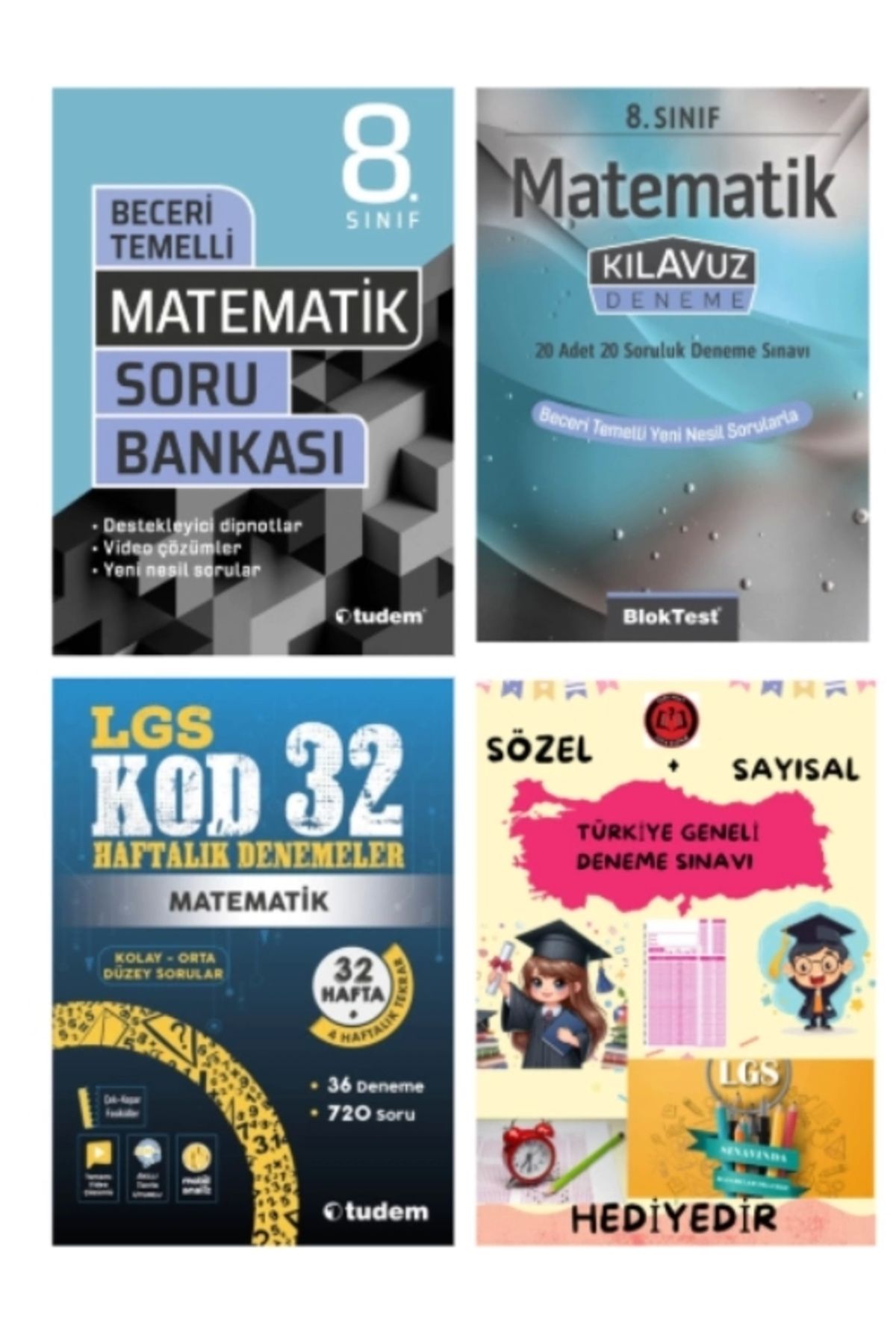 Tudem Yayınları TUDEM YAYINLARI LGS MATEMATİK BECERİ TEMELLİ SORU BANKASI - MATEMATİK KLAVUZ DENEME - MATEMATİK 32 H