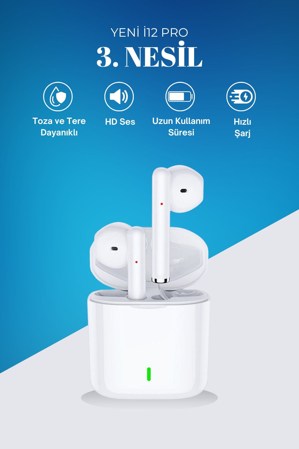 PARAMUN 3. Nesil i12 PRO Premium Kalite Bluetooth Sürüm 5.3 Geliştirilmiş Üstün Performanslı Kulaklık