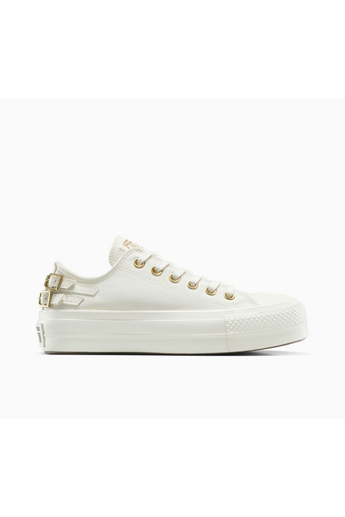 converse Kadin Ekru Converse Chuck Taylor All Star Lift Platform Buckle Spor & Günlük Ayakkabı A11866C-Egret