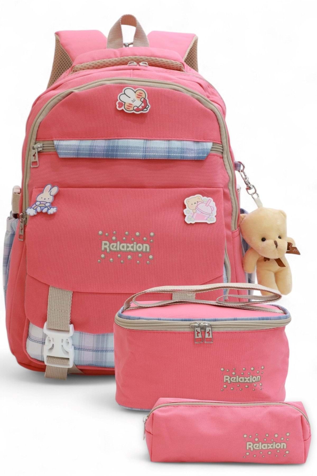 Kidessa Relaxion 2144-1396 Kore Tarzı Unisex Çocuk Üçlü Set İlkokul Sırt Çantası