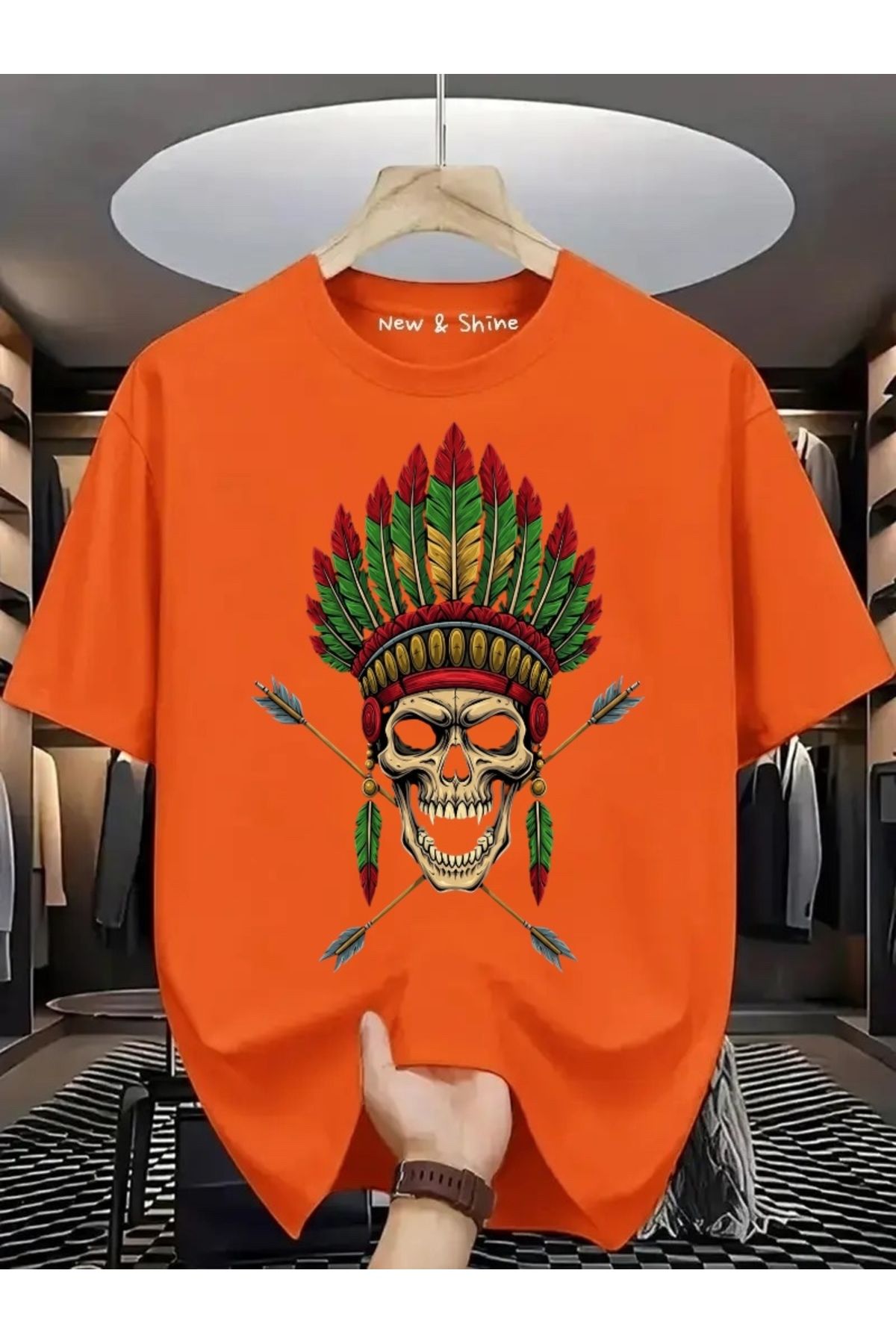 New Shine Kuru Kafa Baskılı Oversize T-Shirt
