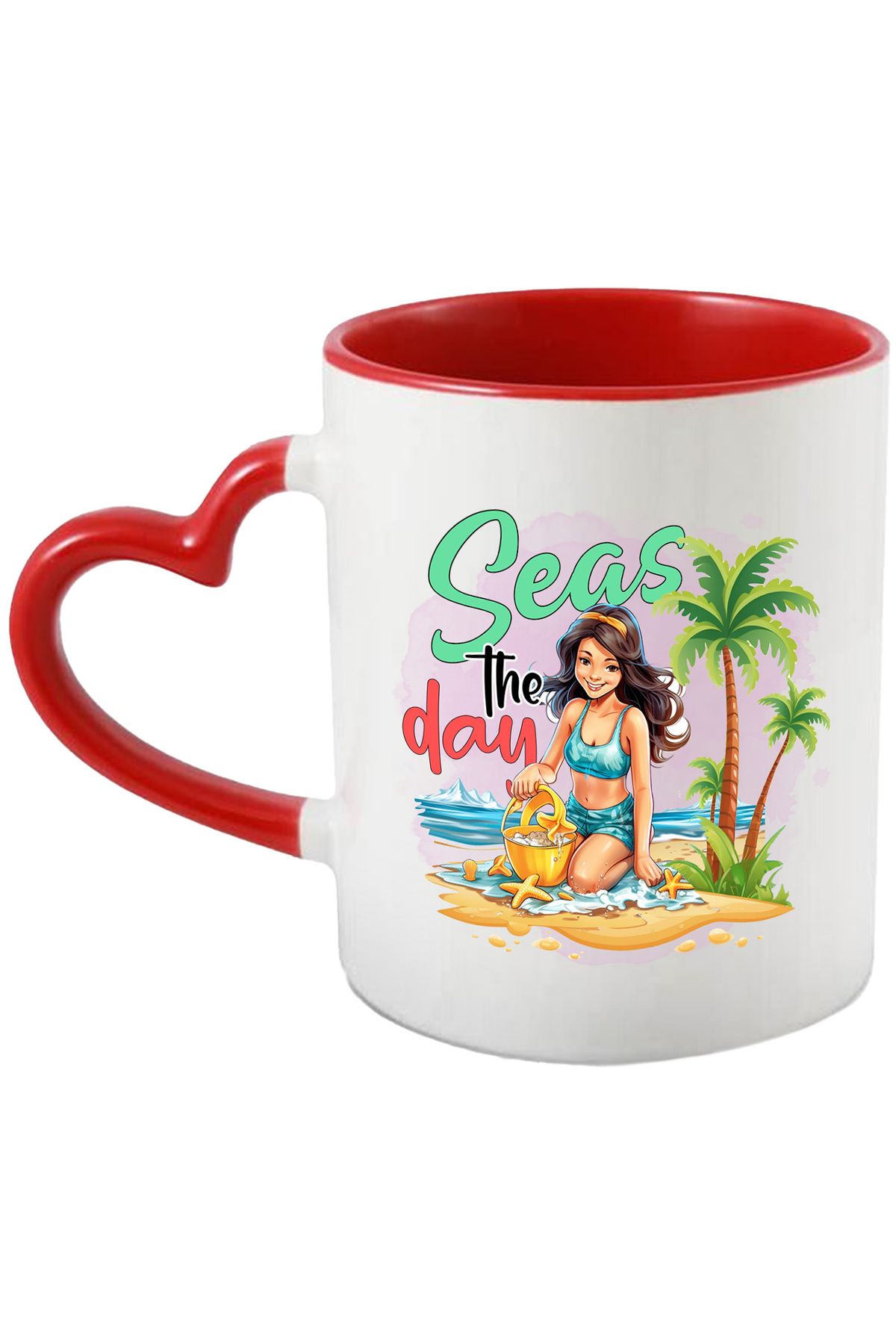 StoryGift Romania Cana Cu Mesajul "sea's The Day", Vara, Vacanta, Relaxare, Concediu, Ilustratie, , Cu ,stg - One Size