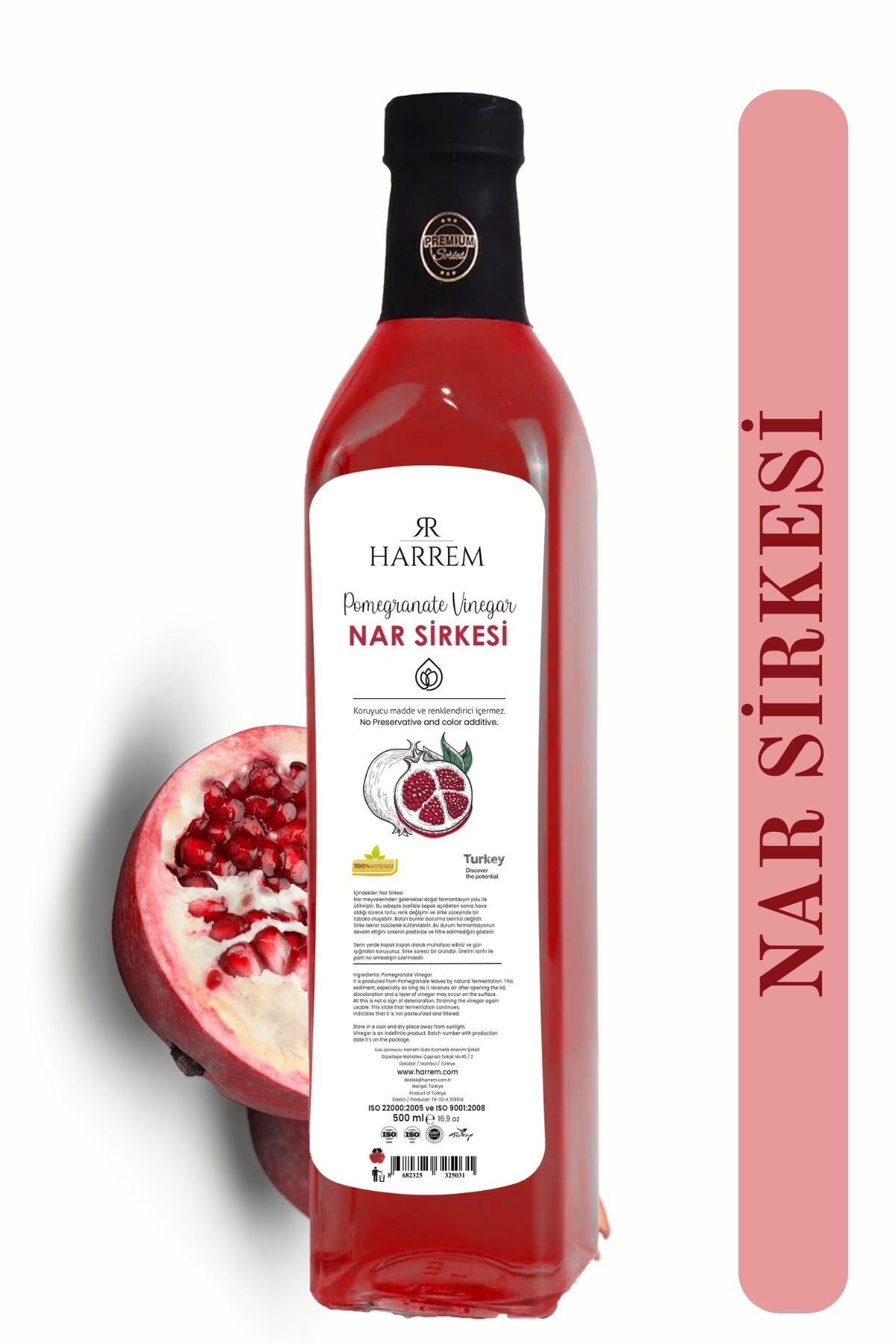 Harrem Nar Sirkesi Doğal Fermantasyon 500ml Cam Şişe