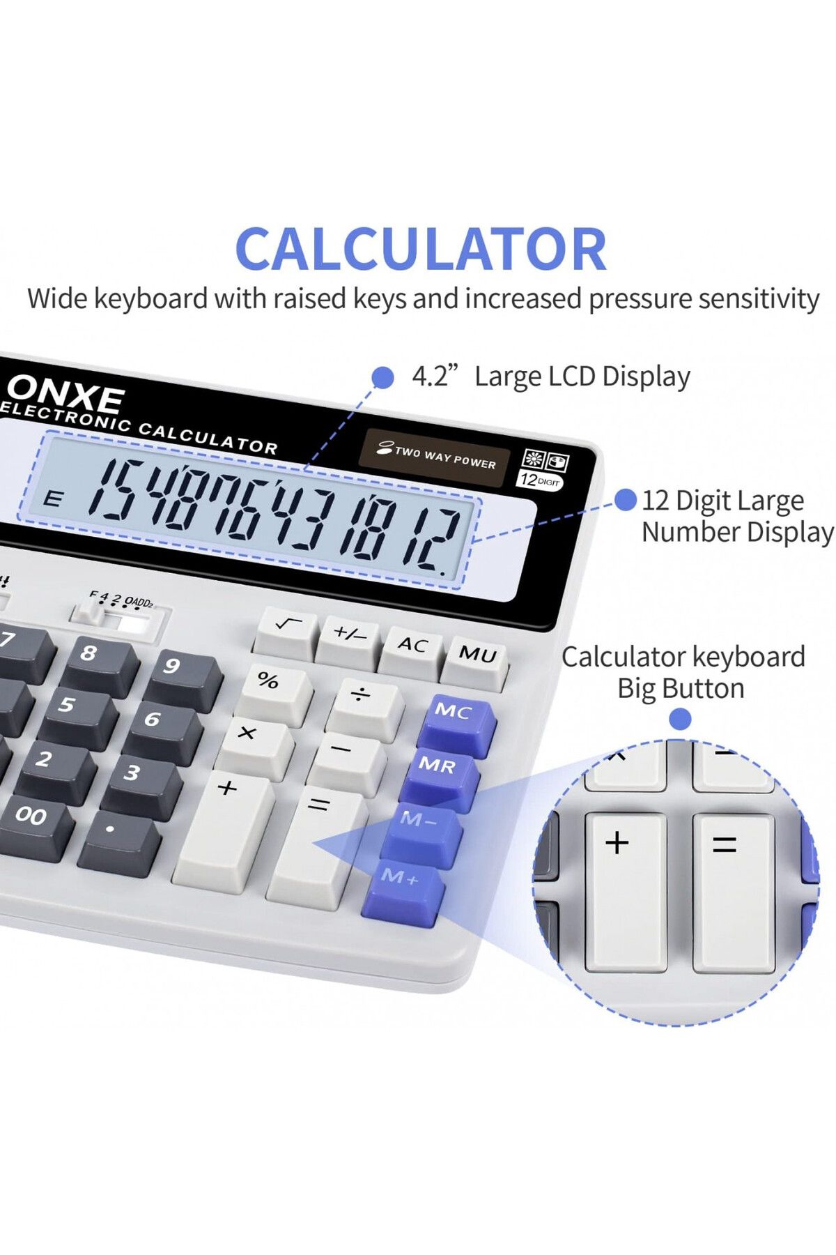 ONXE-12-digit solar calculator ONXE, PVC, multicolor, 16 x 16 cm 7