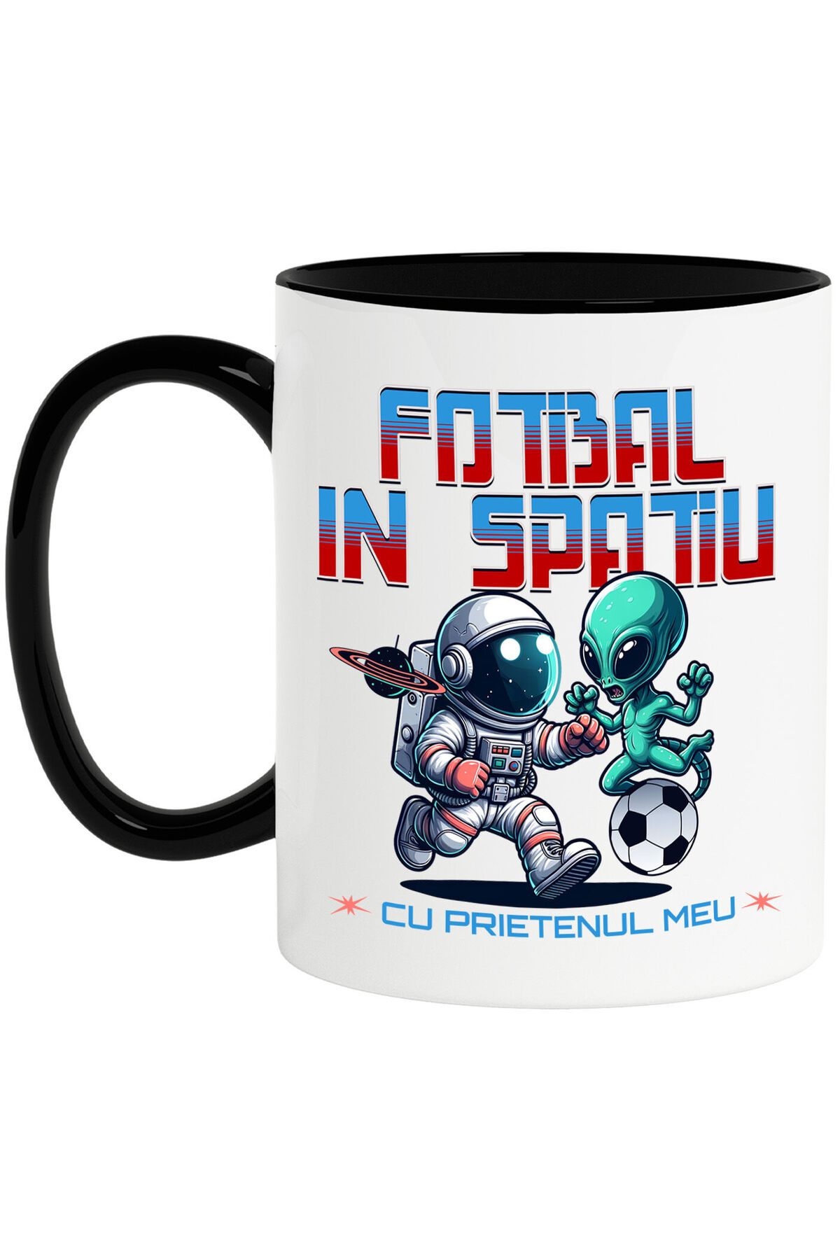 StoryGift Romania Cana Cu Extraterestru Si Astronaut Meci Fotbal In Spatiu, Prietenii Mei, Ceramic, Cu ,stg - One Size