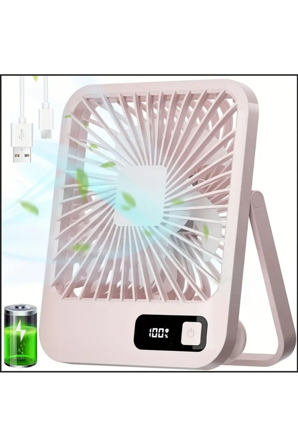 Tastech MASAÜSTÜ ŞARJLI FAN 5 HIZ KADEMELİ ULTRA İNCE LED GÖSTERGELİ VANTİLATÖR SERİNLETİCİ MİNİ KLİMA