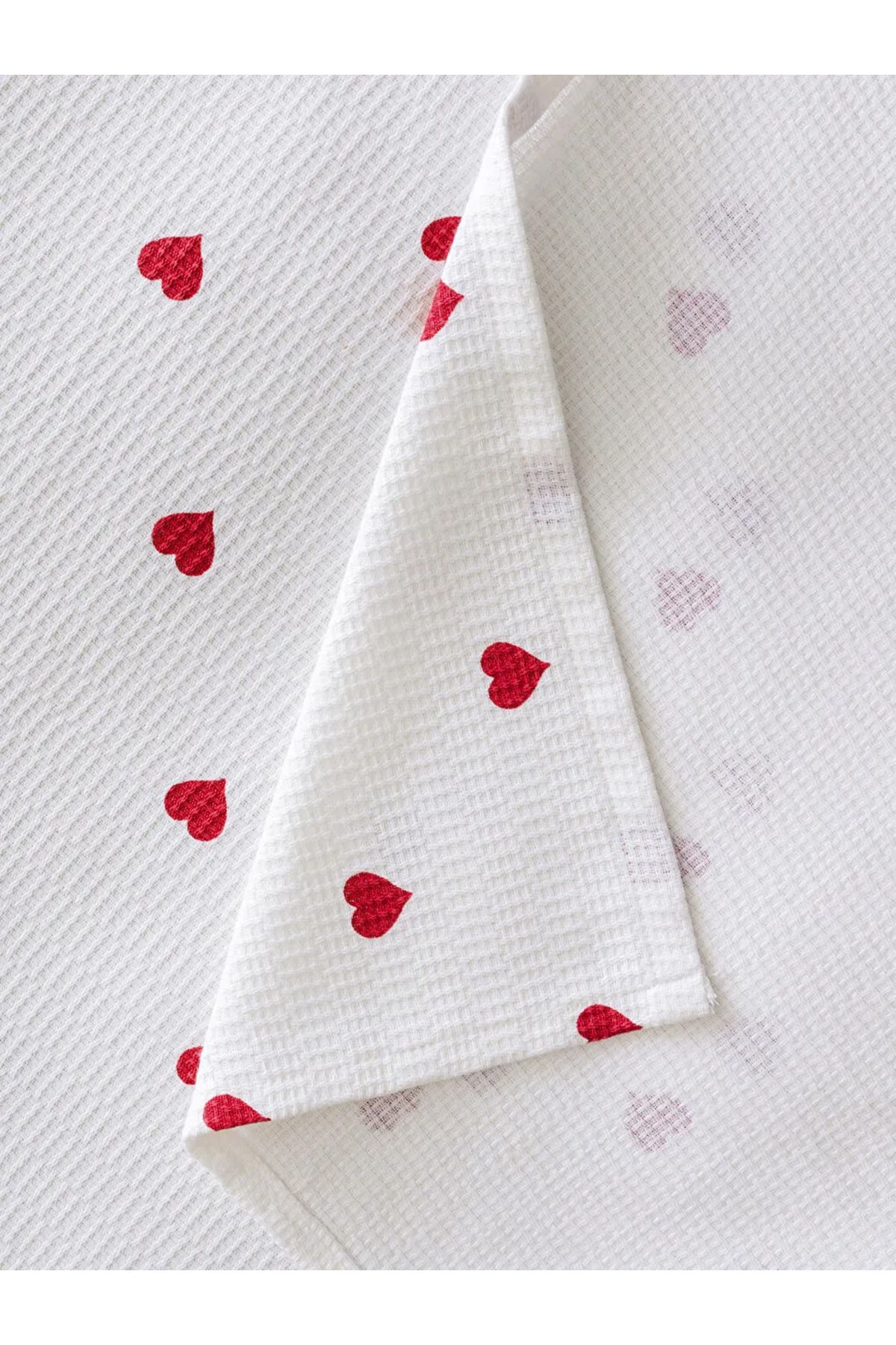 LC Waikiki-Lcw Home Red Heart Patterned Double Pique Set 5