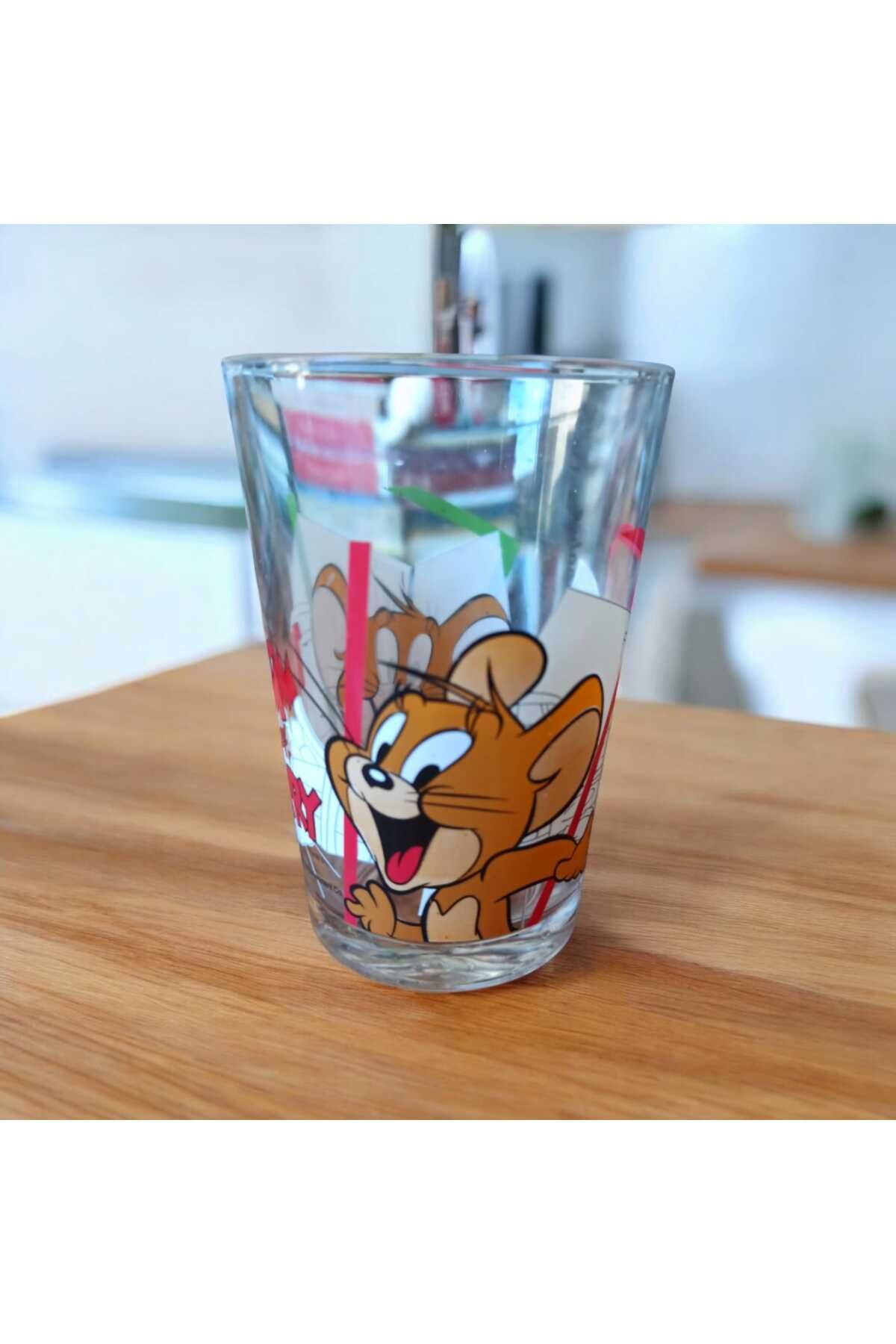 Hureggo vintage tom ve jerry desenli orijinal cam bardak & 10 cm