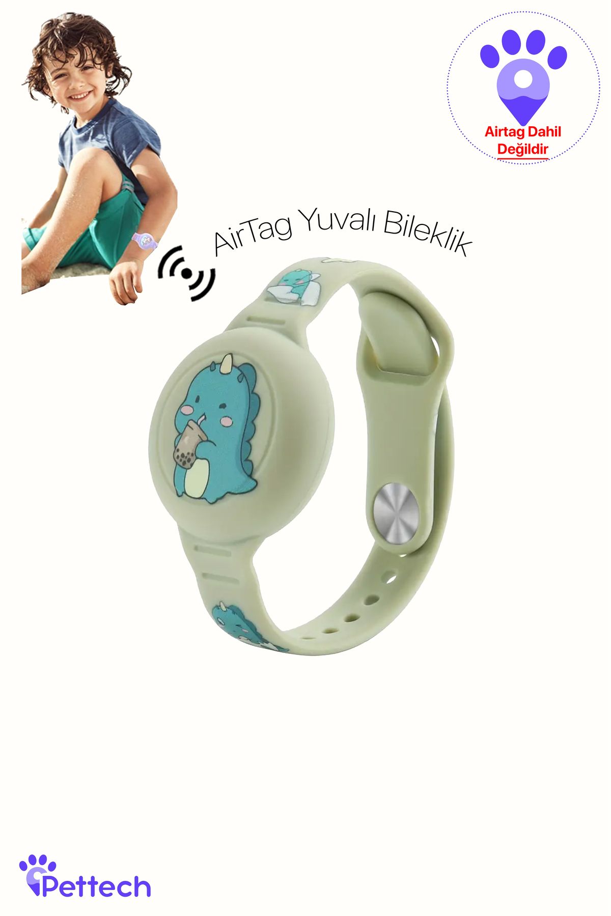 Pettech Çocuklar İçin AirTag Yuvalı Bileklik
