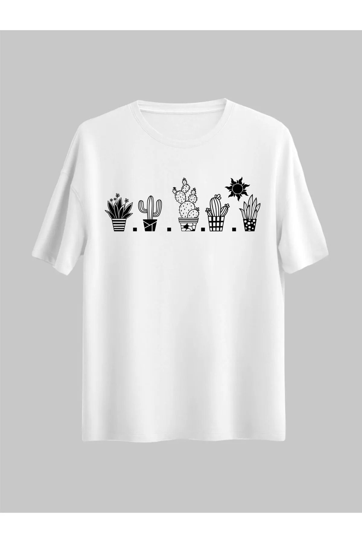 ELNOYA Beyaz, kısa kollu, oversize kesimli, unisex tişört