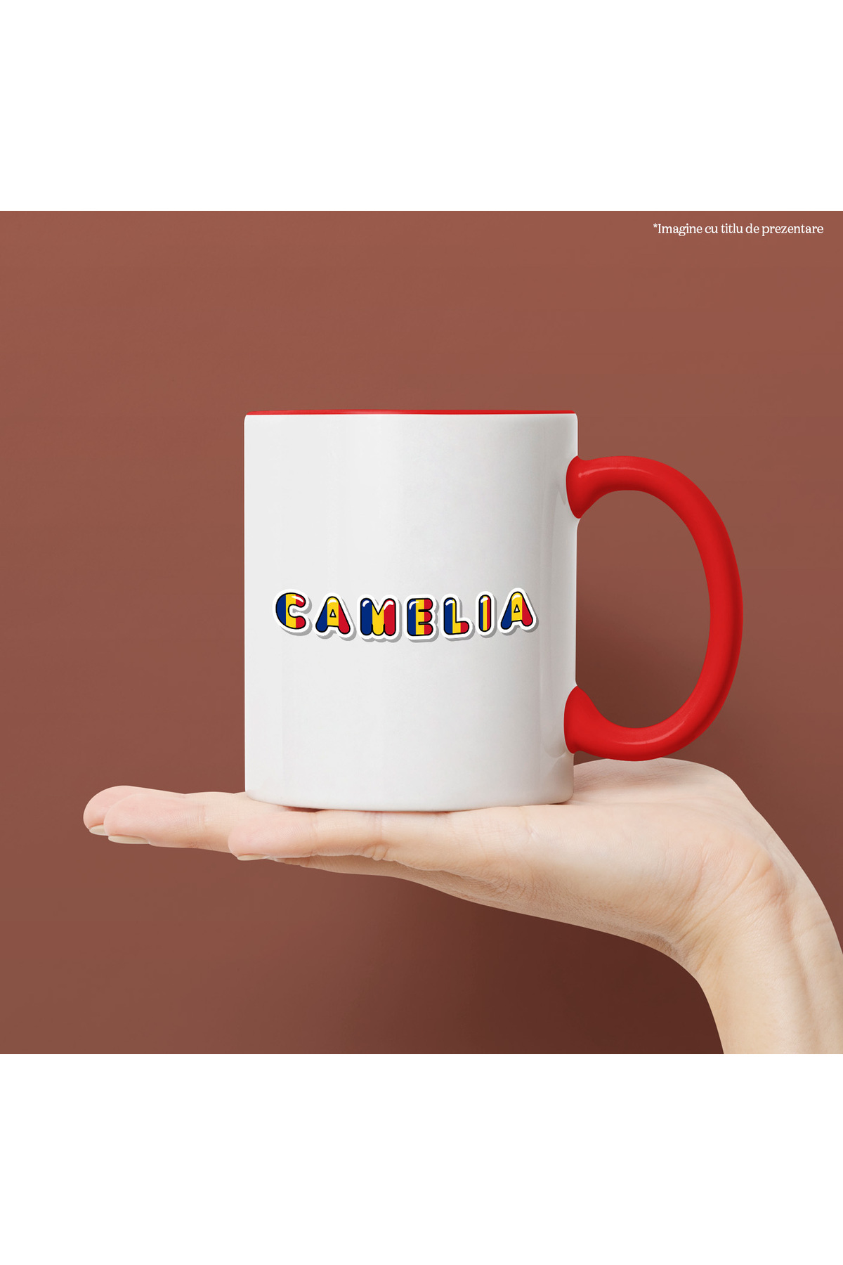 StoryGift Romania-Mug With Name Camelia, Romania, Supporter, Romanian Flag, Patriot, 330ml, Sky, With, STG 2