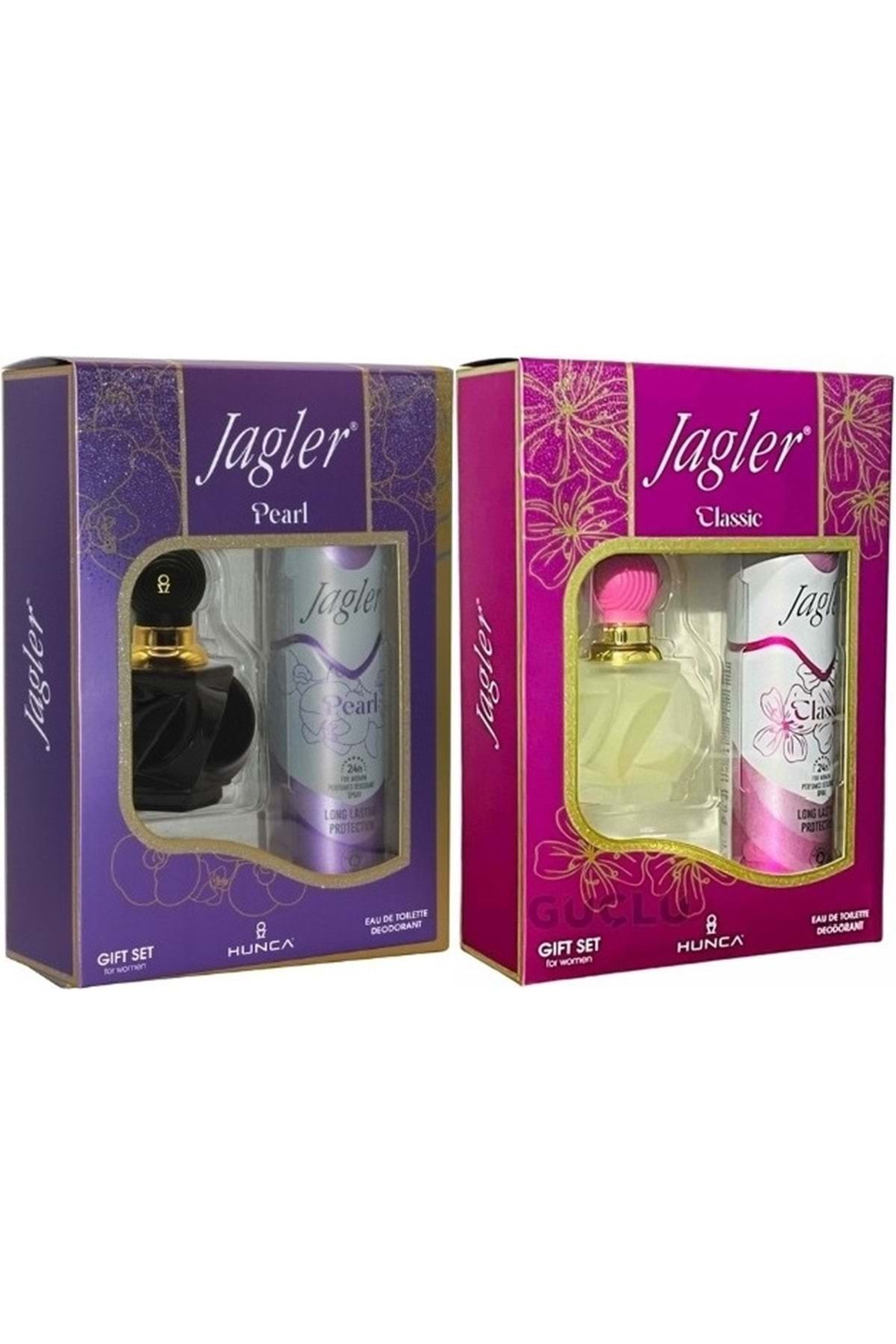 Jagler Parfüm Seti (Karma Set) Kadın 60ML Pearl + Deodorant / Kadın 60ML Classic + Deodorant