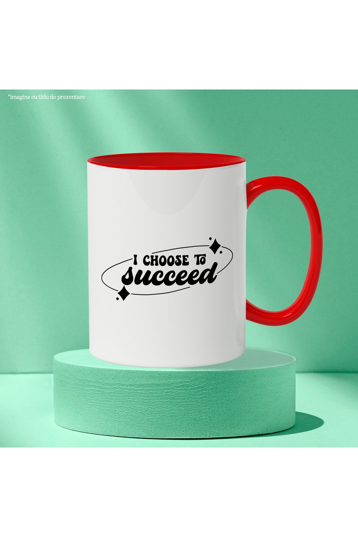 StoryGift Romania-Mug with the text "I choose to succeed" - I choose to succeed with Red Handle, With Red Handle S 3