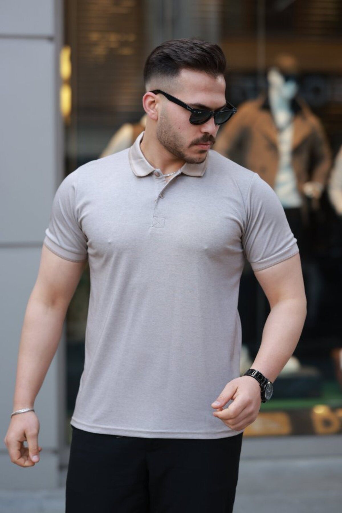 Eserden Erkek Yakalı Kagi Kumaş Kısa Kollu T-shirt