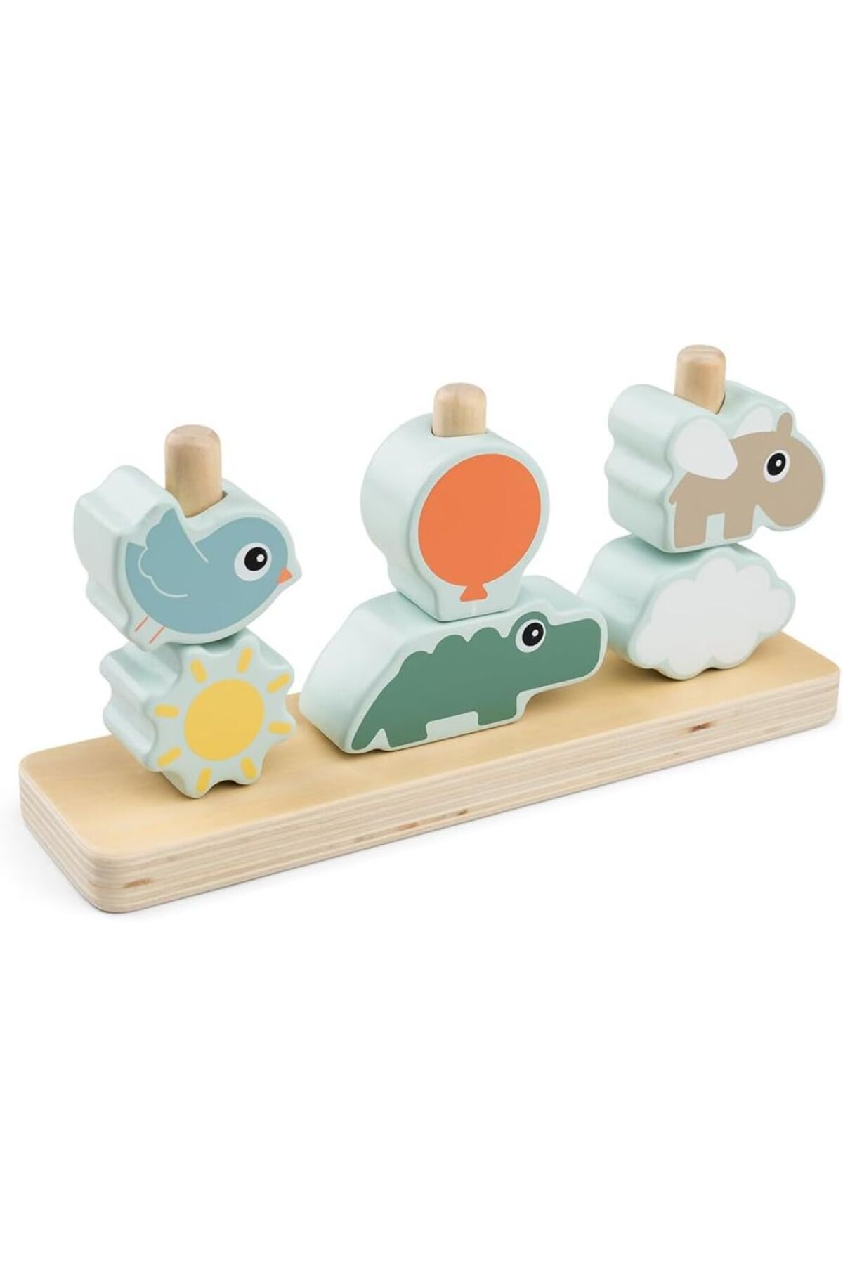 Done By Deer Happy Clouds Ahşap Montessori Dizme Oyuncağı 1+ Yaş Eğitici Motor Aktivite