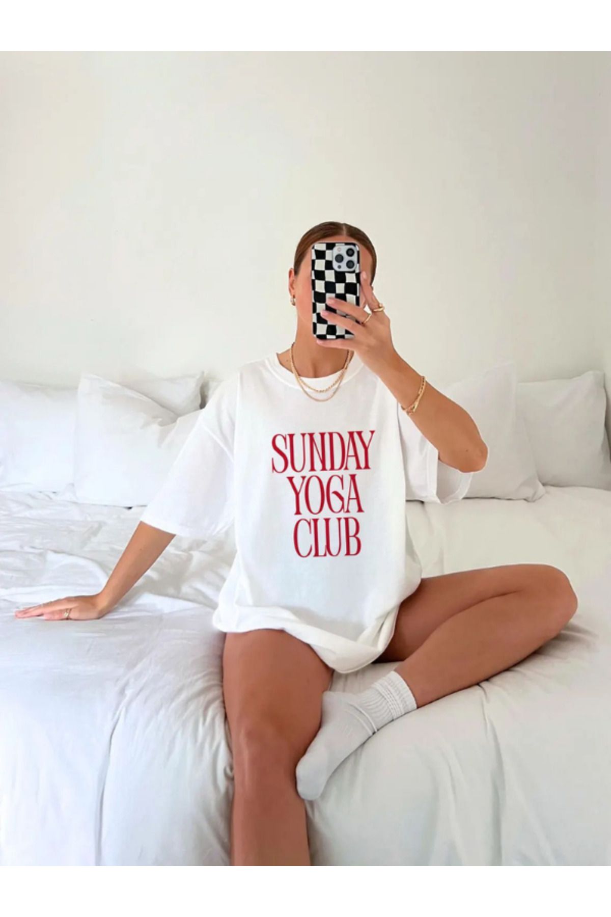 DEEFWEAR DREICH SUNDAY YOGA CLUB BASKILI BEYAZ TSHIRT