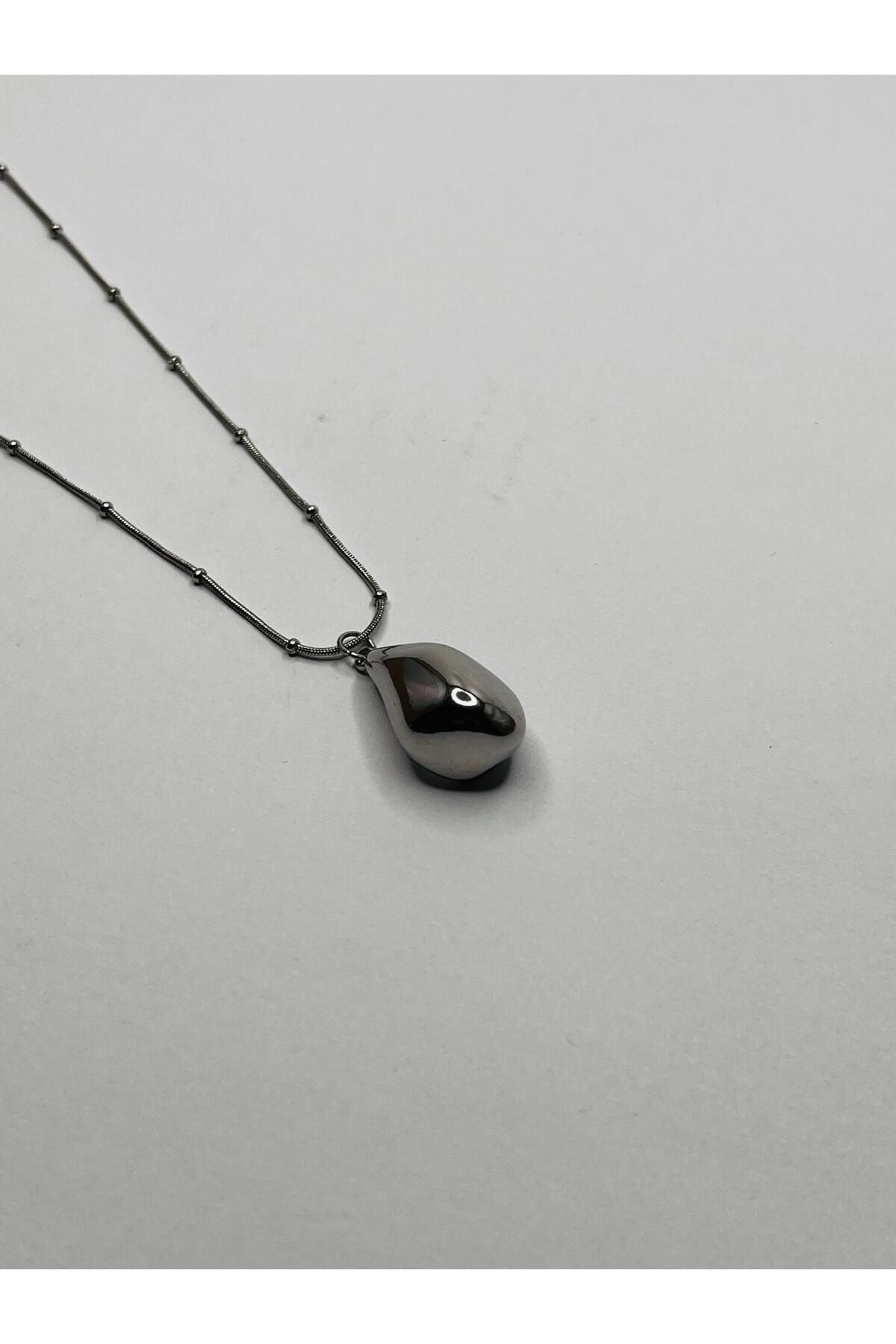 ASİN ACCESSORİES Damla Kolye - Çelik Kolye