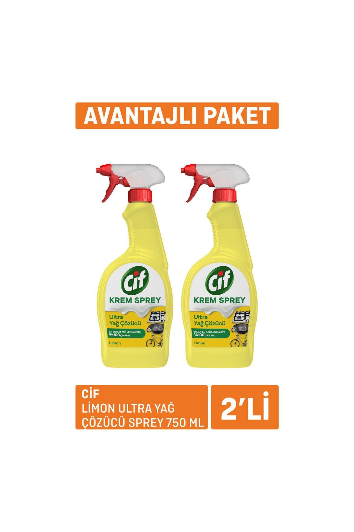 Cif Limon Ultra Yağ Çözücü Sprey 2x750 Ml