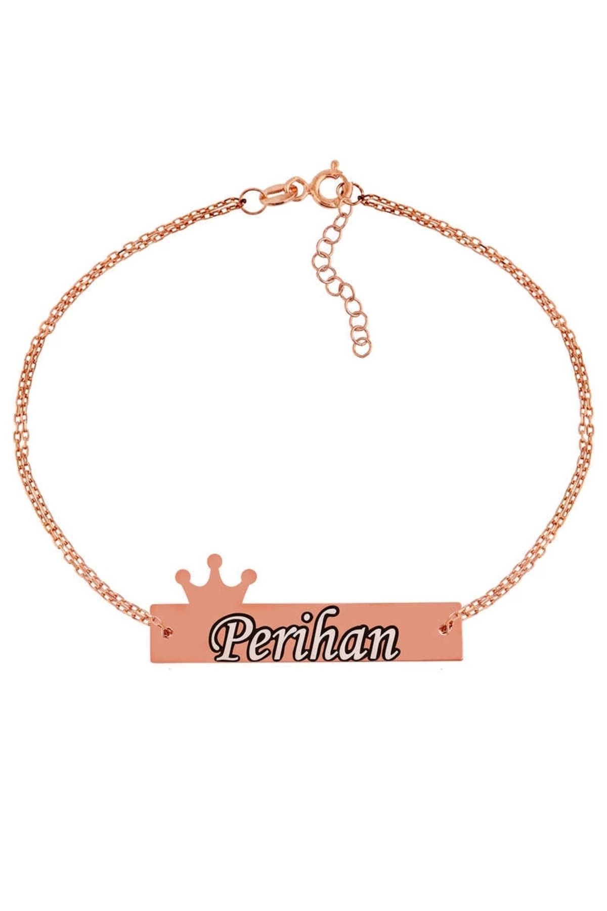 luz&pos Gümüş Rose Kişiye Özel Taç İsimli Bileklik
