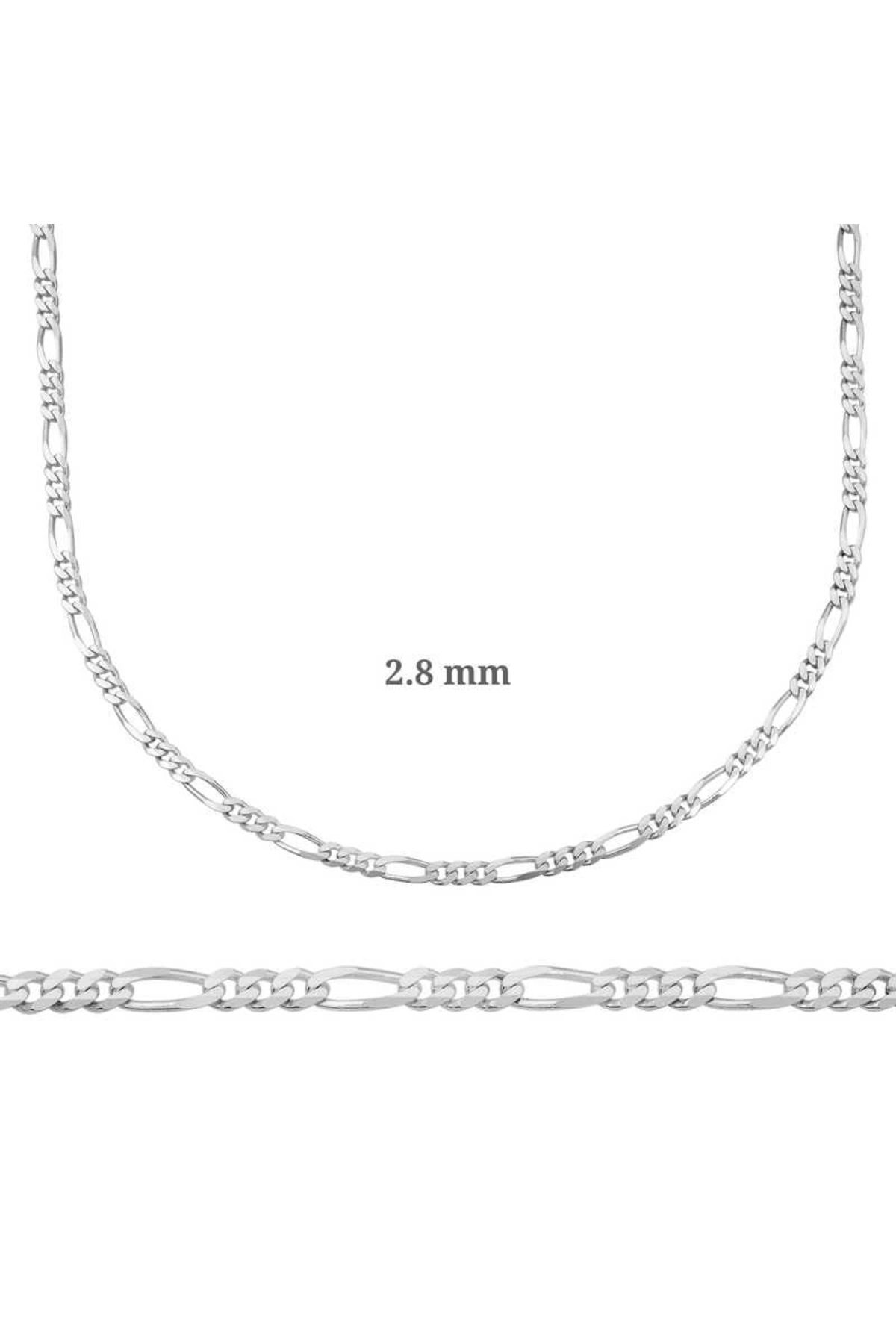 luz&pos 2.8 mm Gümüş Figaro Zincir - 0.80 mikron