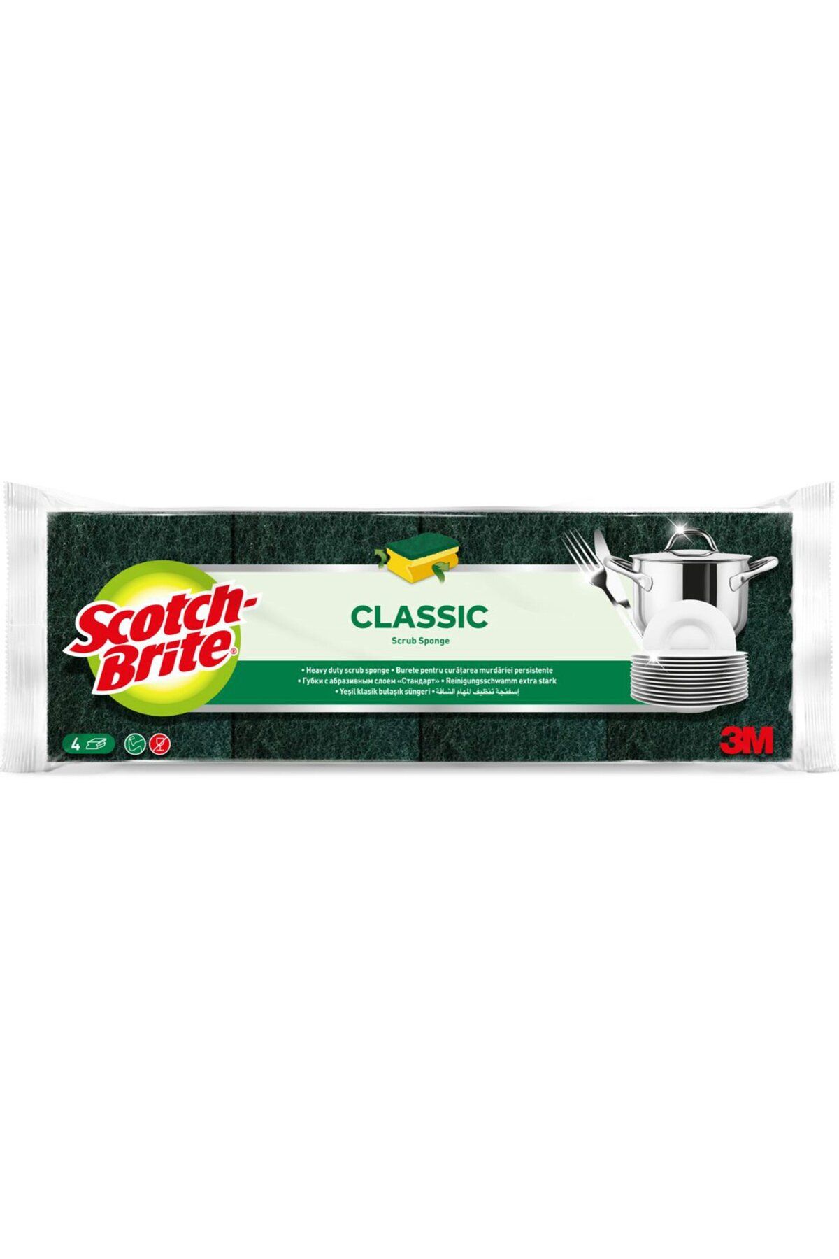Scotch Brite Yeşil Klasik, Tırnak Koruyuculu 4'lü
