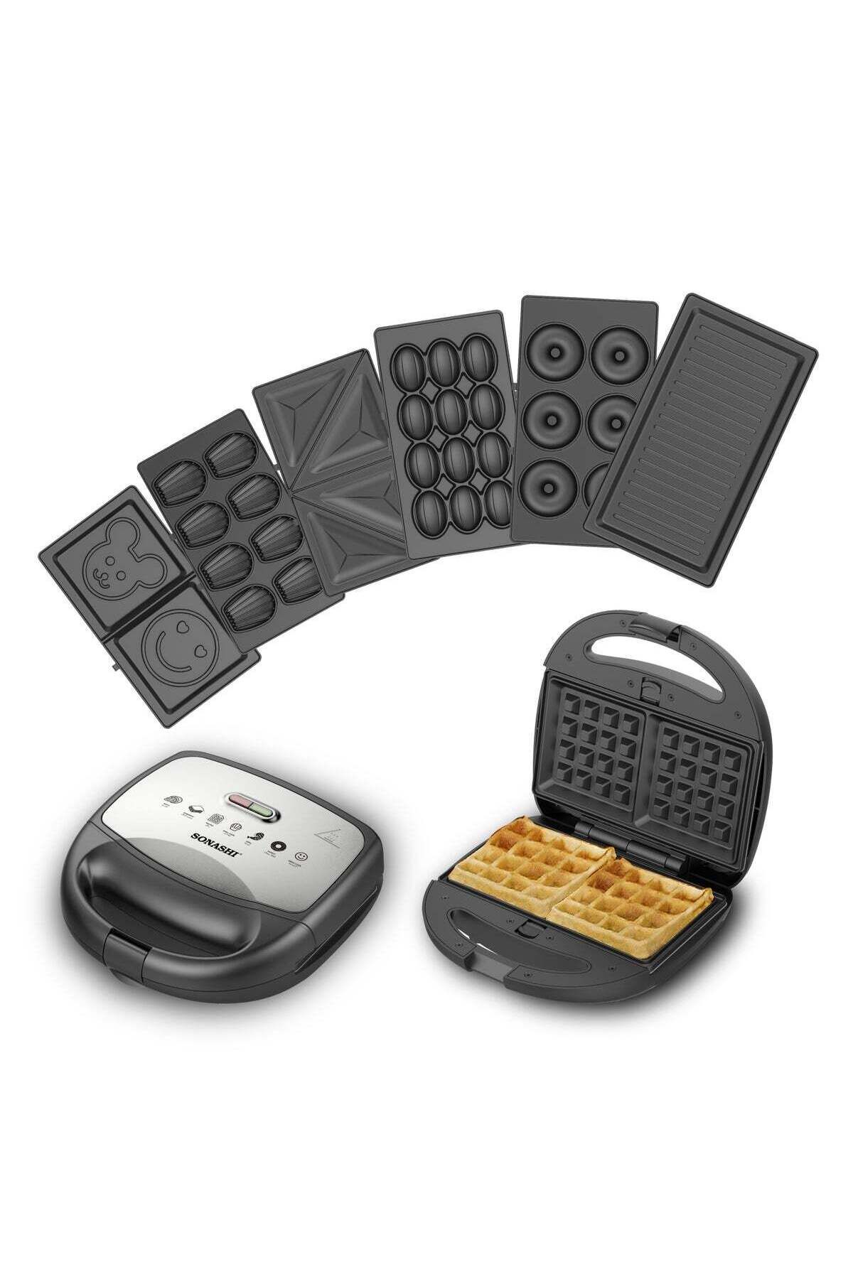 sonashi-7-In-1 Non-Stick Multi Snack Maker with Detachable Plates 1