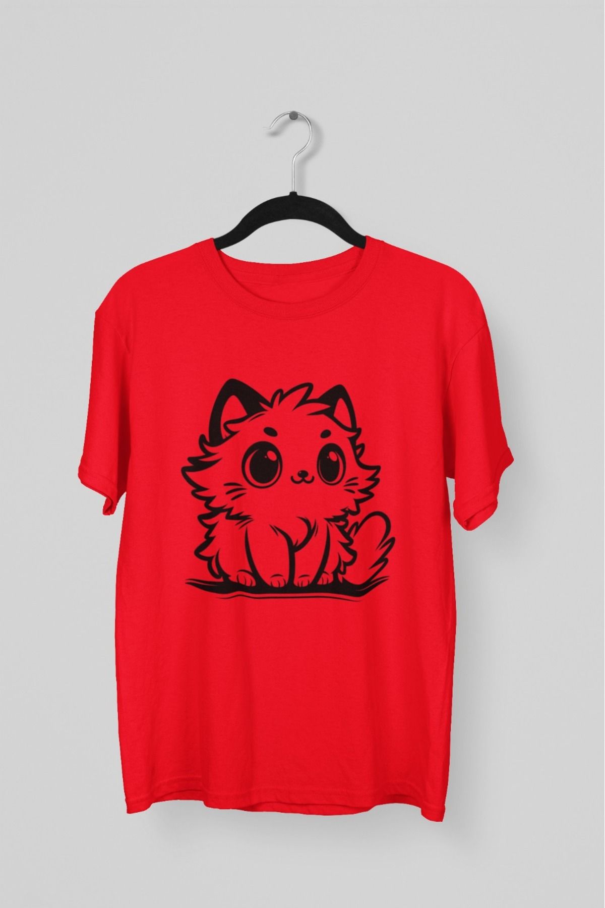 Butik ERKEK/KADIN -KEDİ3- TRANSFER BASKILI YUVARLAK YAKA KISA KOL TİŞÖRT