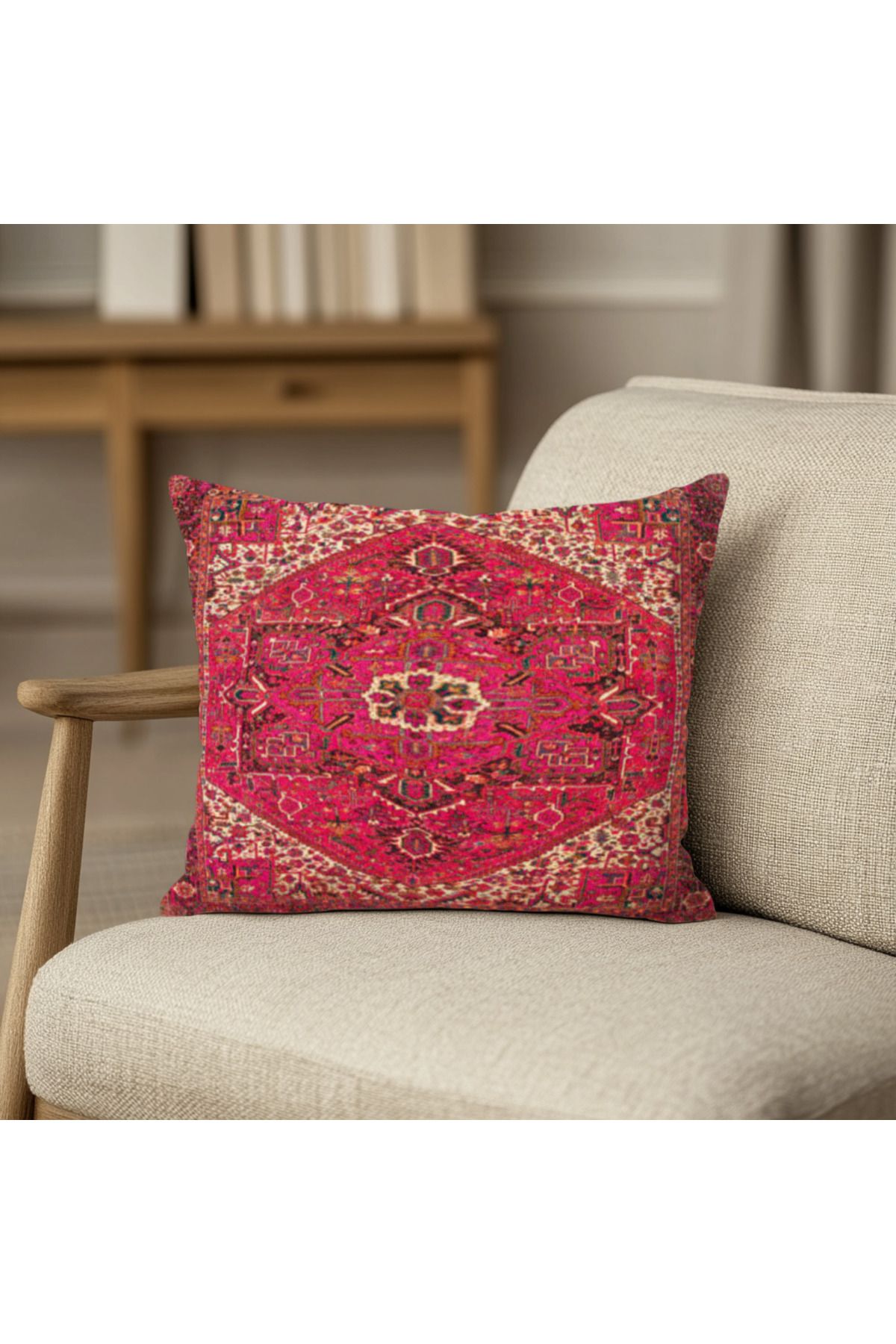 TURKISHRUG KINGDOM Çizgili Boho Desenli Yastık Kılıfı Kare