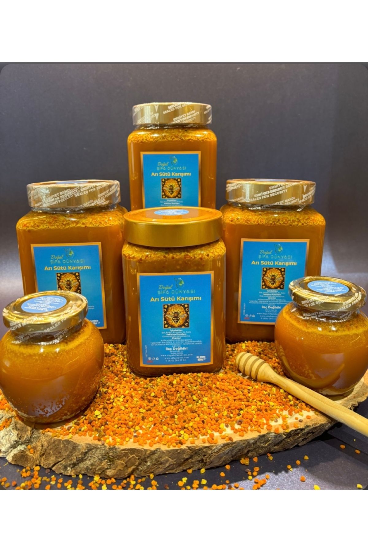DogalSifaDünyası Arı Sütü Karışımı Doğal 1.300 gr Bal Polen Arı Sütü Propolis Karışımı