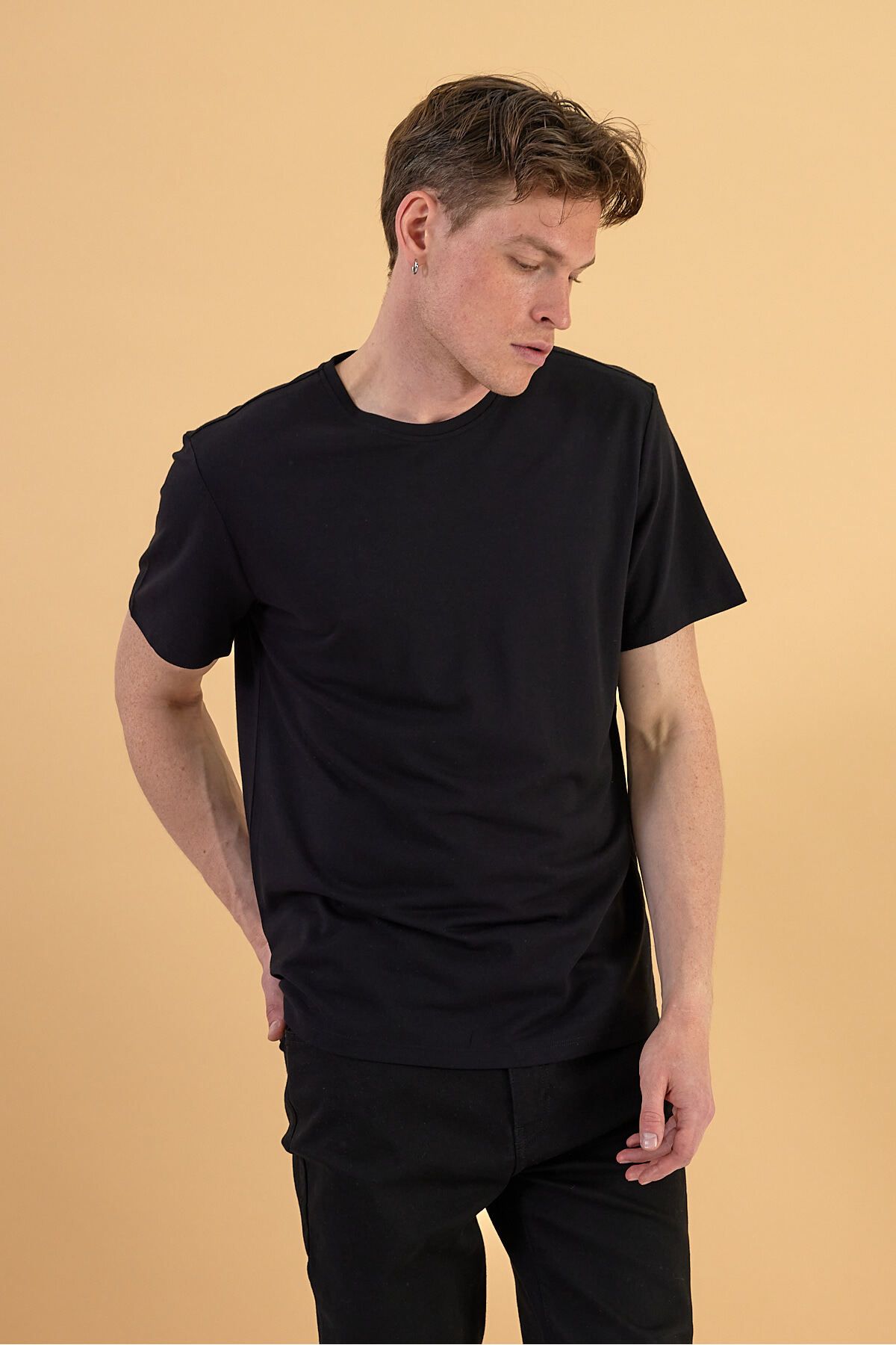 VENA Ken Bisiklet Yaka Regular Fit Pike Basic Tişört - SİYAH