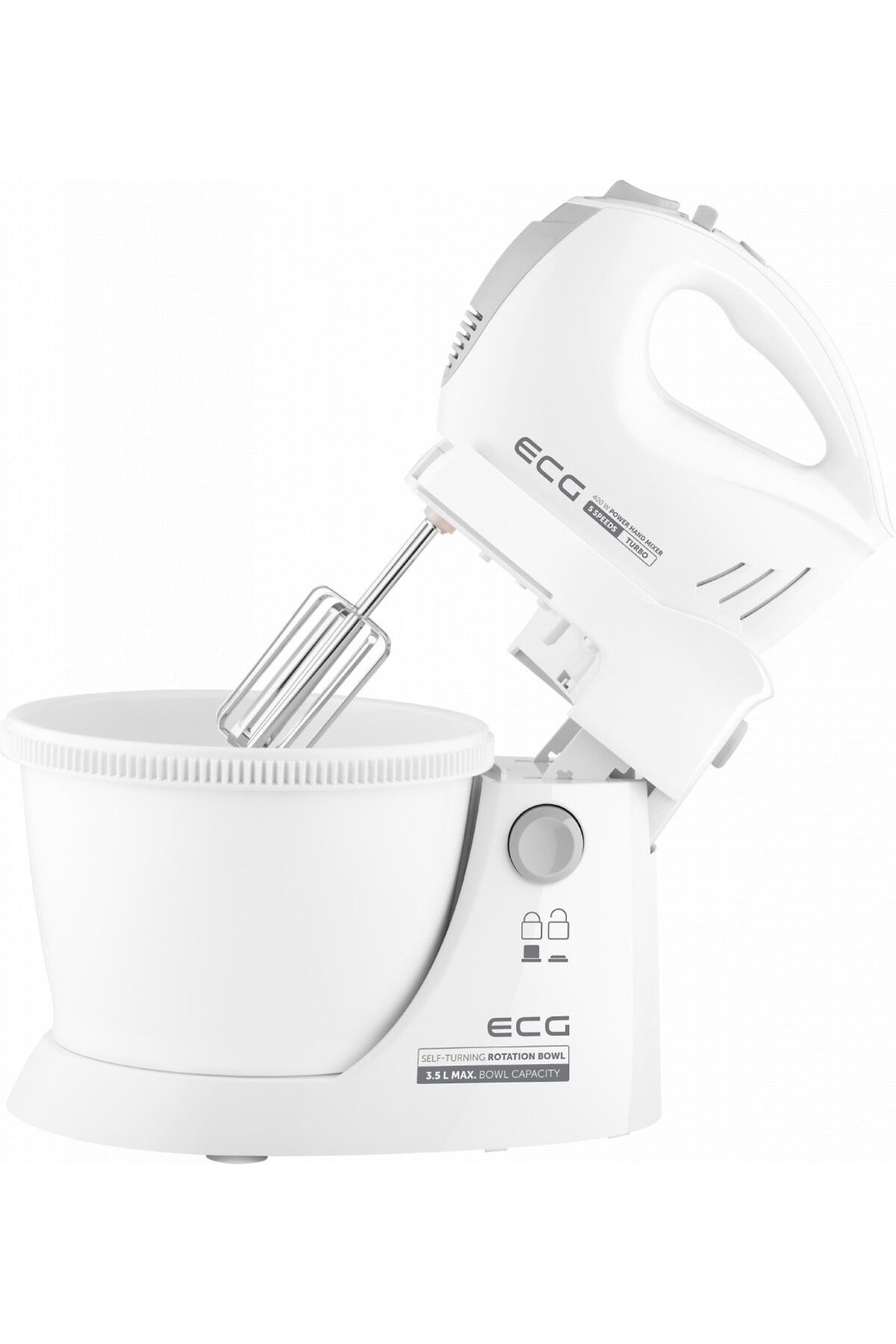 ECG-Hand Mixer With Rotating Bowl Rsm 4052, 400 W, 3.5 L, 5 Speeds, Turbo Function, White 9