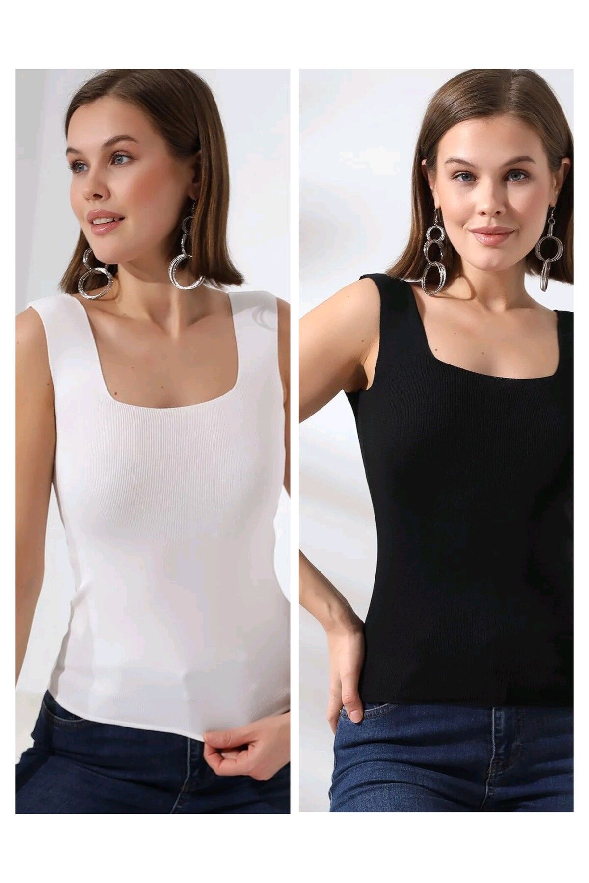 Butik Kare Yaka İkili Kadın Atlet