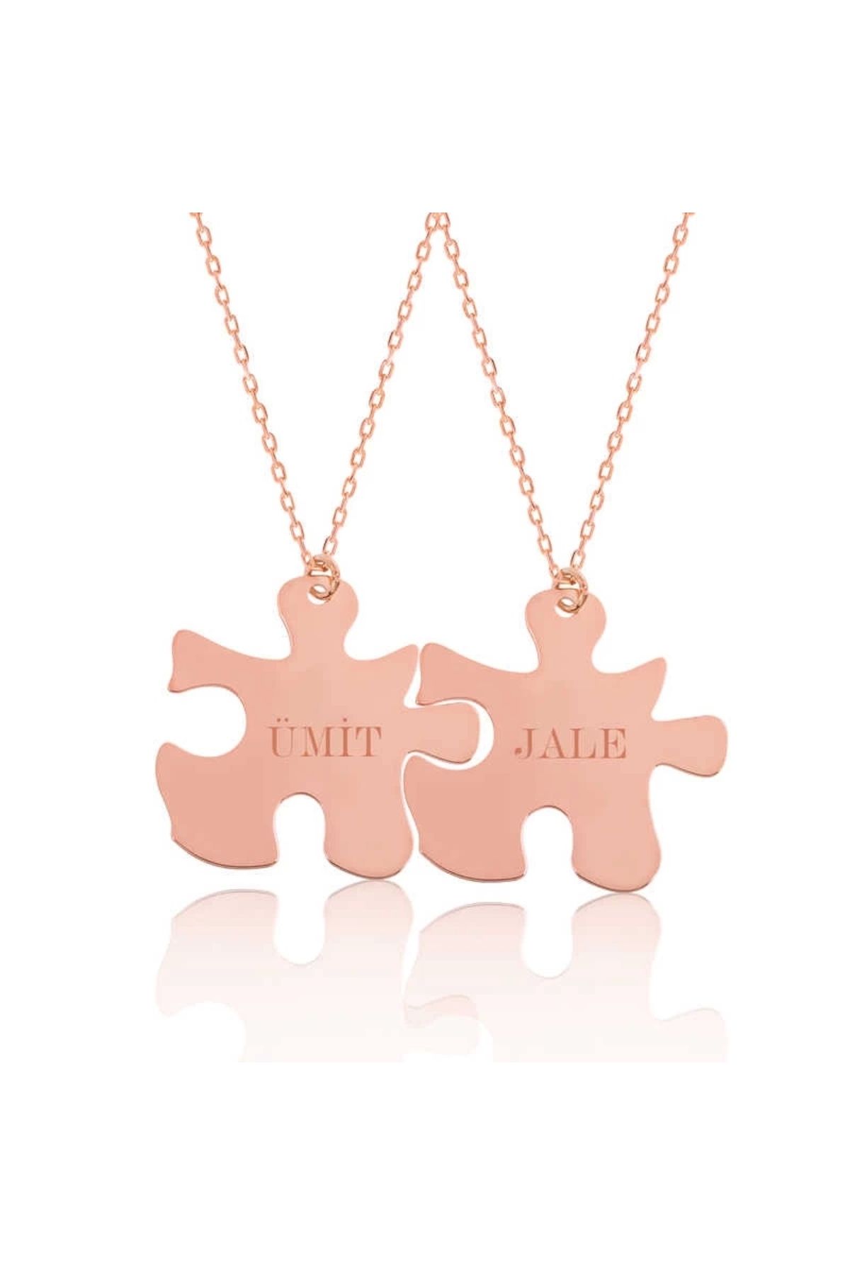 luz&pos Gümüş Rose Kişiye Özel Puzzle İsimli Kolye