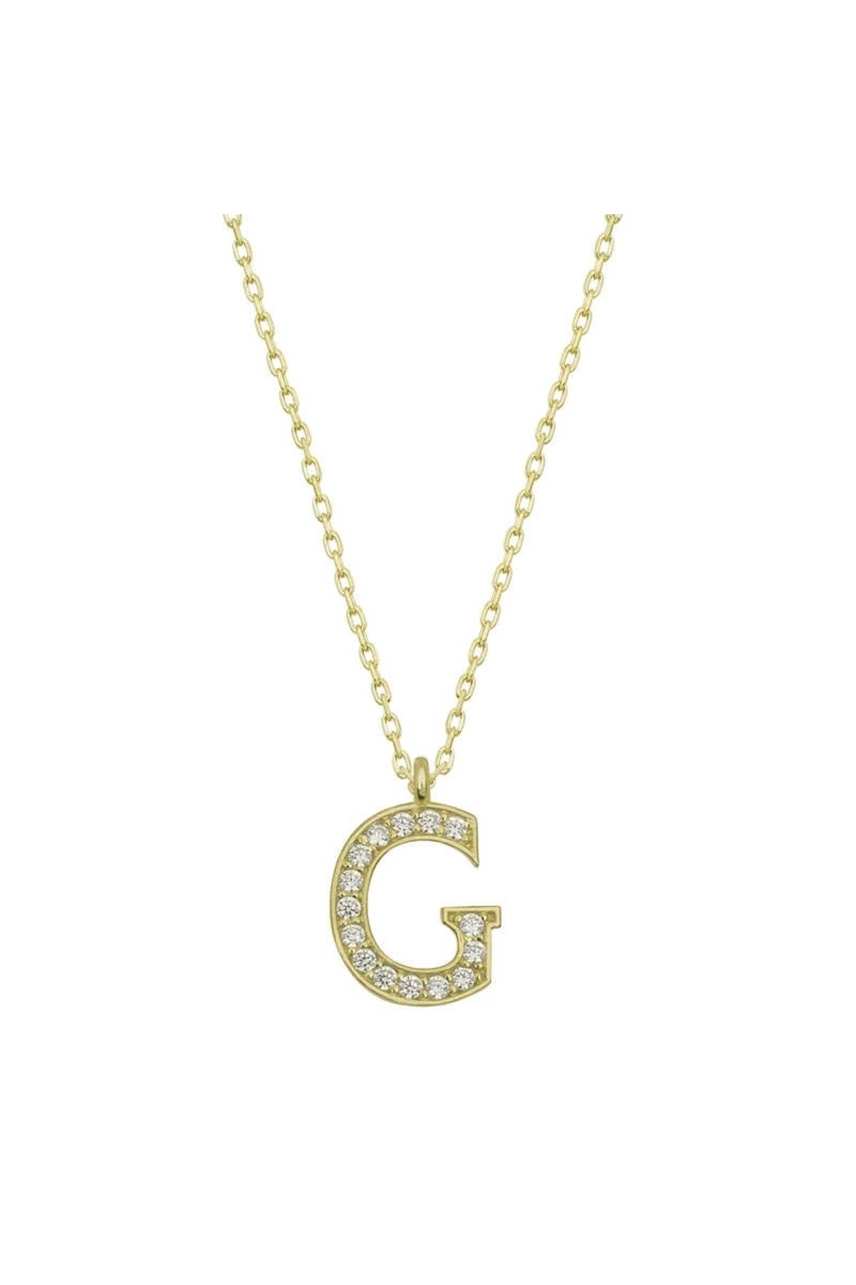 luz&pos Gümüş Gold G Harfi Kadın Kolye