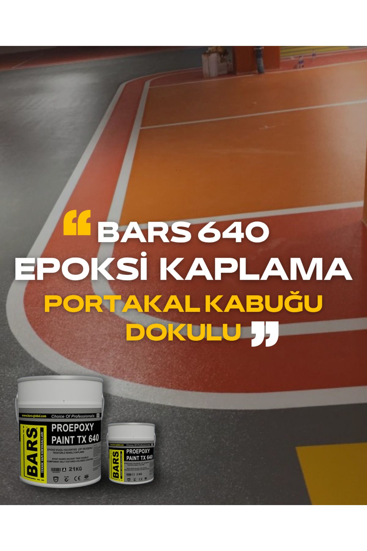 BARS Tekstürlü Epoksi Kaplama, 640 Proepoxy Tx, İç Dış Mekan Uyumlu 24Kg