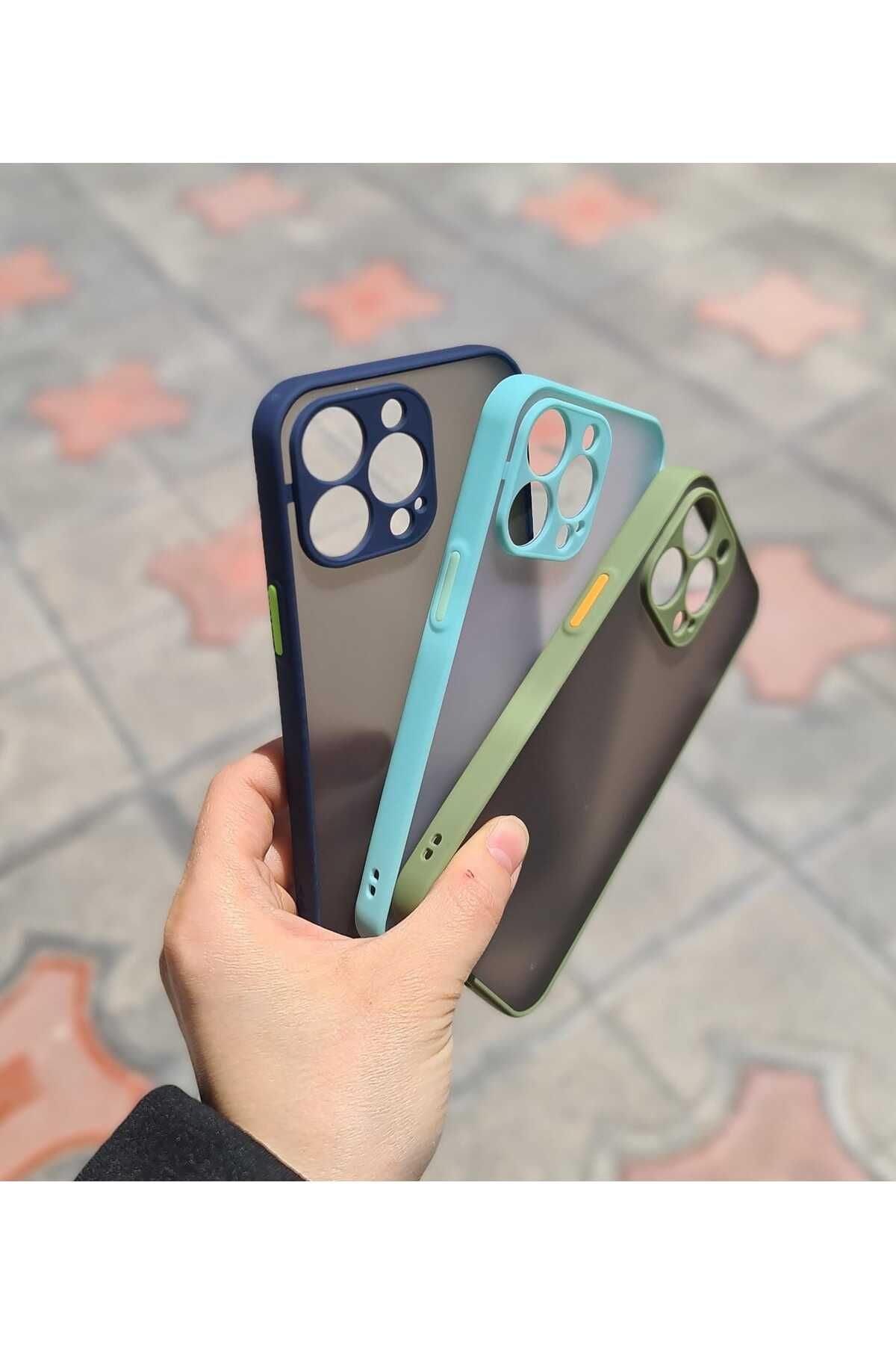 CEP-HANE Apple iPhone 13 Pro Kenarları Renkli Kamera Korumalı Transparan Kılıf