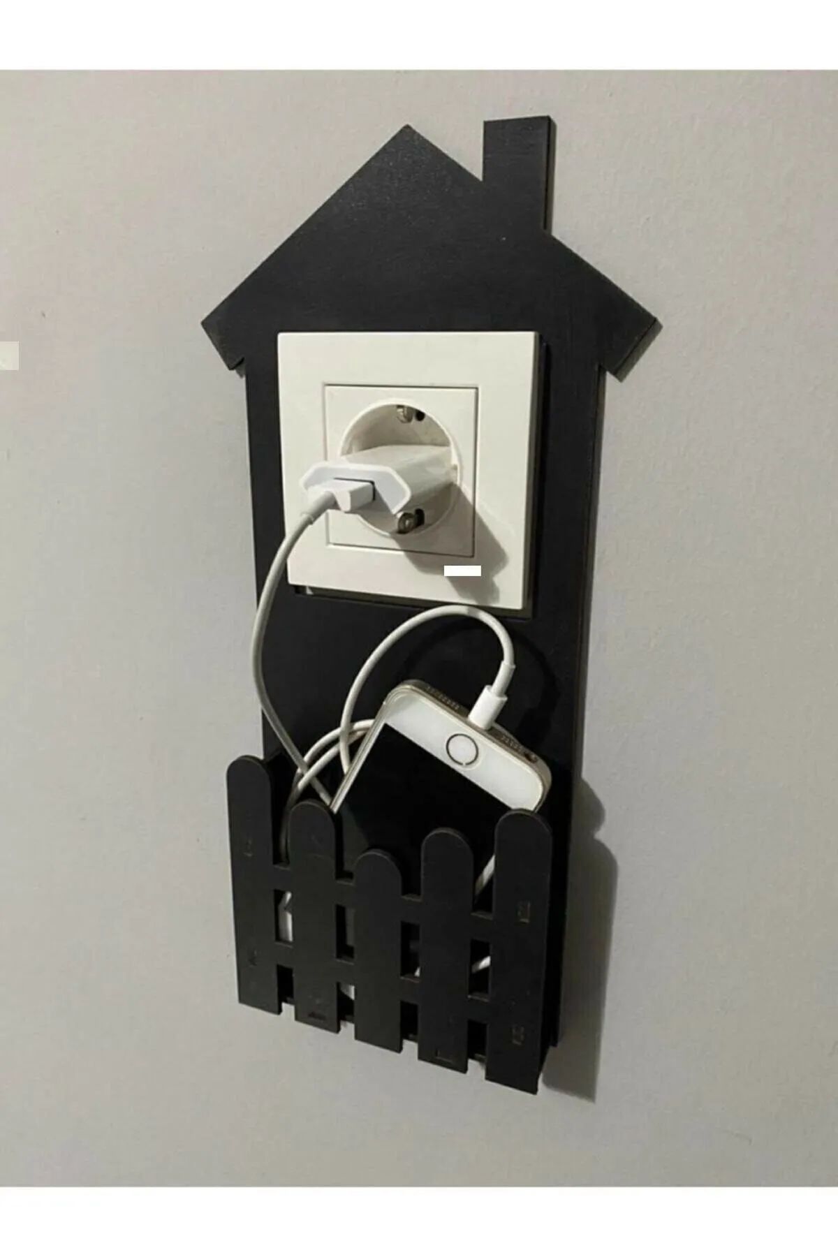 HARPİES Dekoratif Duvar Dekorasyon Prizlik Telefon Tutacağı| Ahşap Telefon Şarj Tutacağı|16*30CM