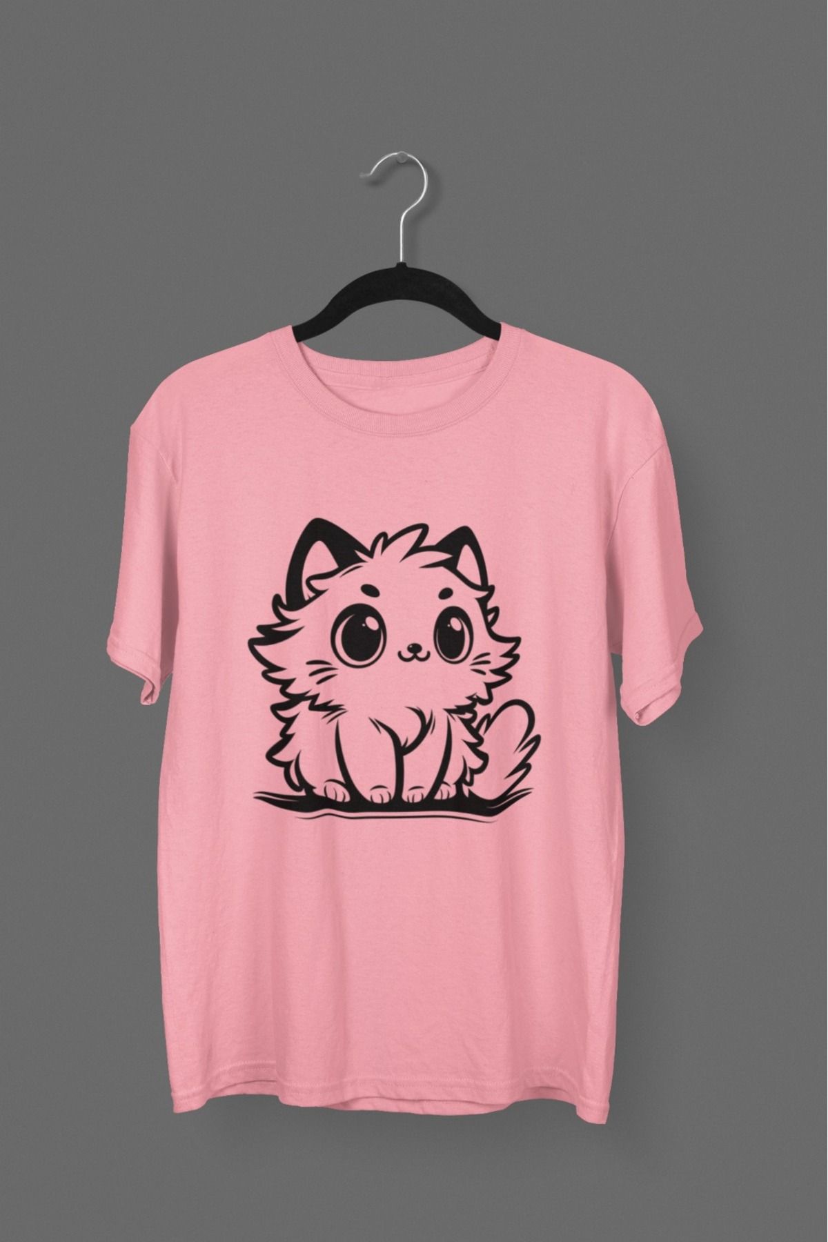 Butik ERKEK/KADIN -KEDİ3- TRANSFER BASKILI YUVARLAK YAKA KISA KOL TİŞÖRT